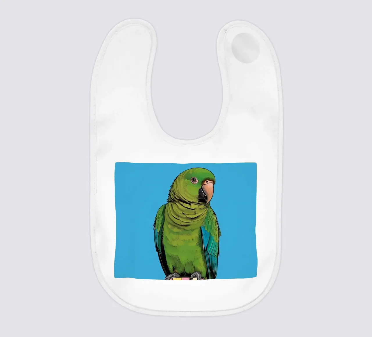 Pappagallo verde su colonna a righe bavaglino da DesignDoodle