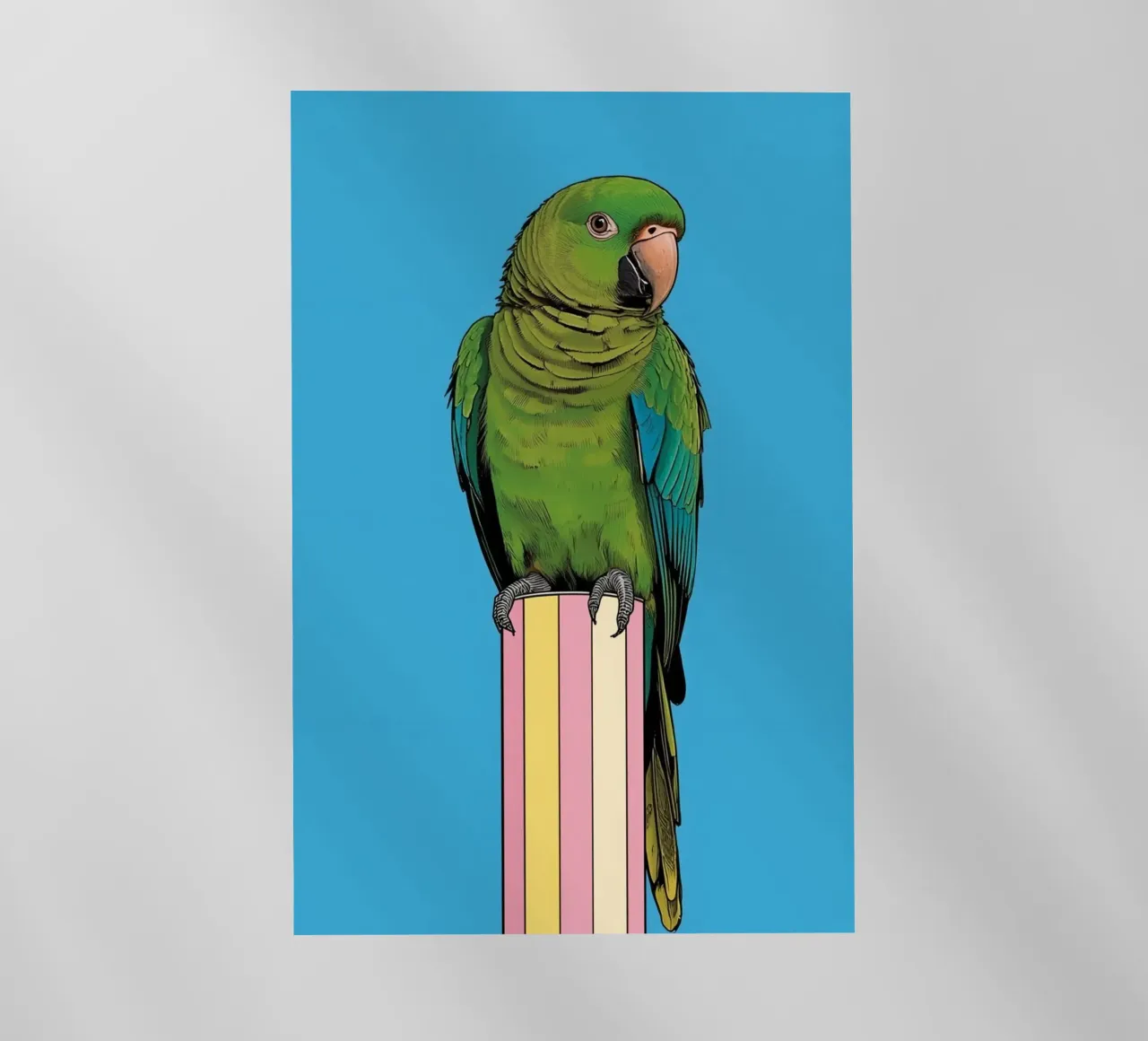 Pappagallo verde su colonna a righe pellicola backlit da DesignDoodle
