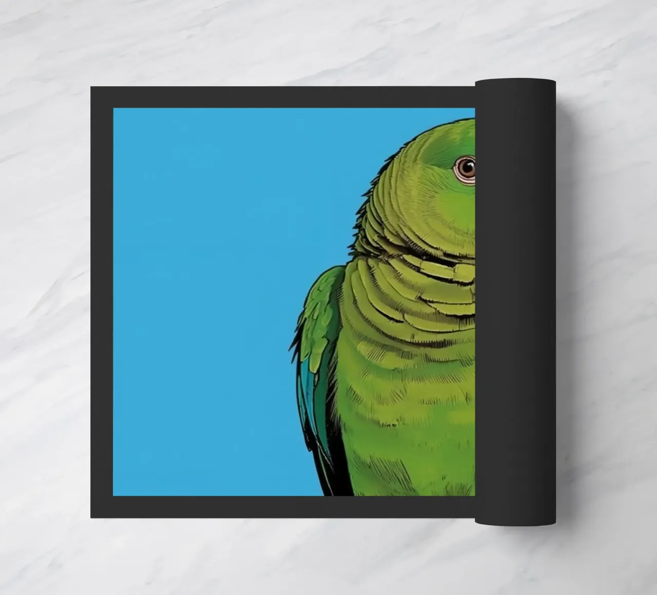 Pappagallo verde su colonna a righe zerbino da DesignDoodle