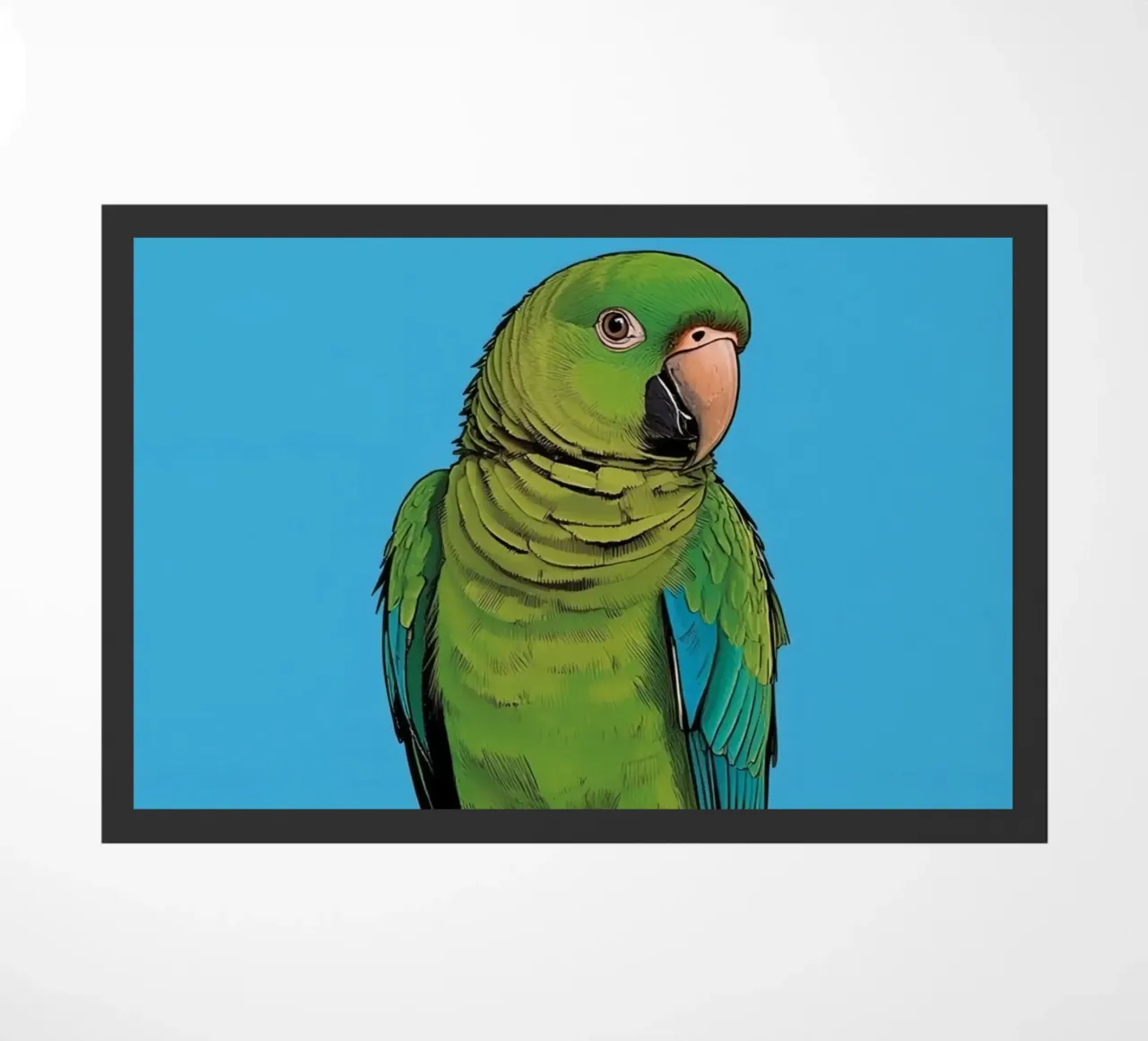 Pappagallo verde su colonna a righe zerbino da DesignDoodle