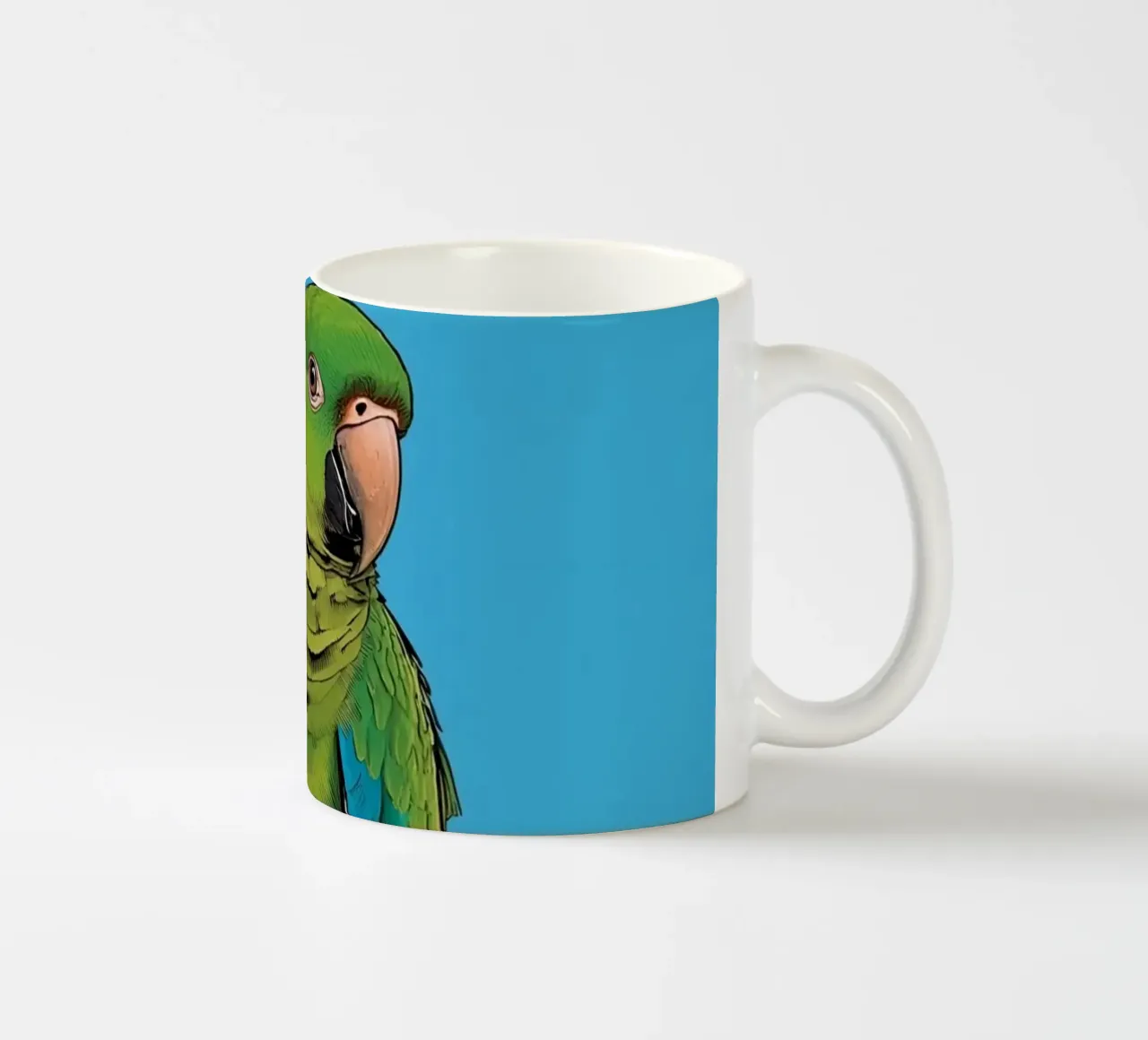 Pappagallo verde su colonna a righe tazza in ceramica da DesignDoodle
