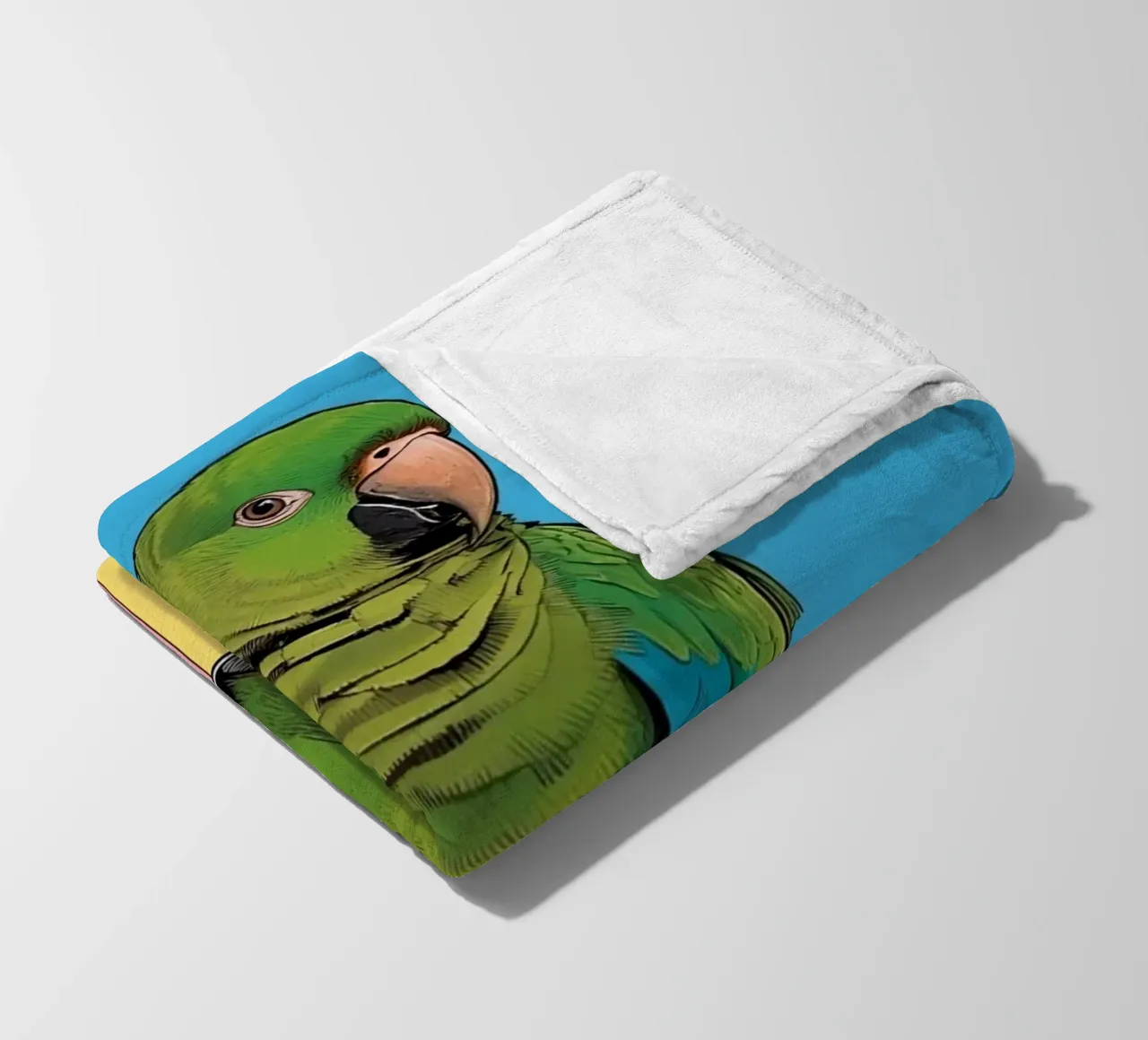 Pappagallo verde su colonna a righe coperta in pile da DesignDoodle