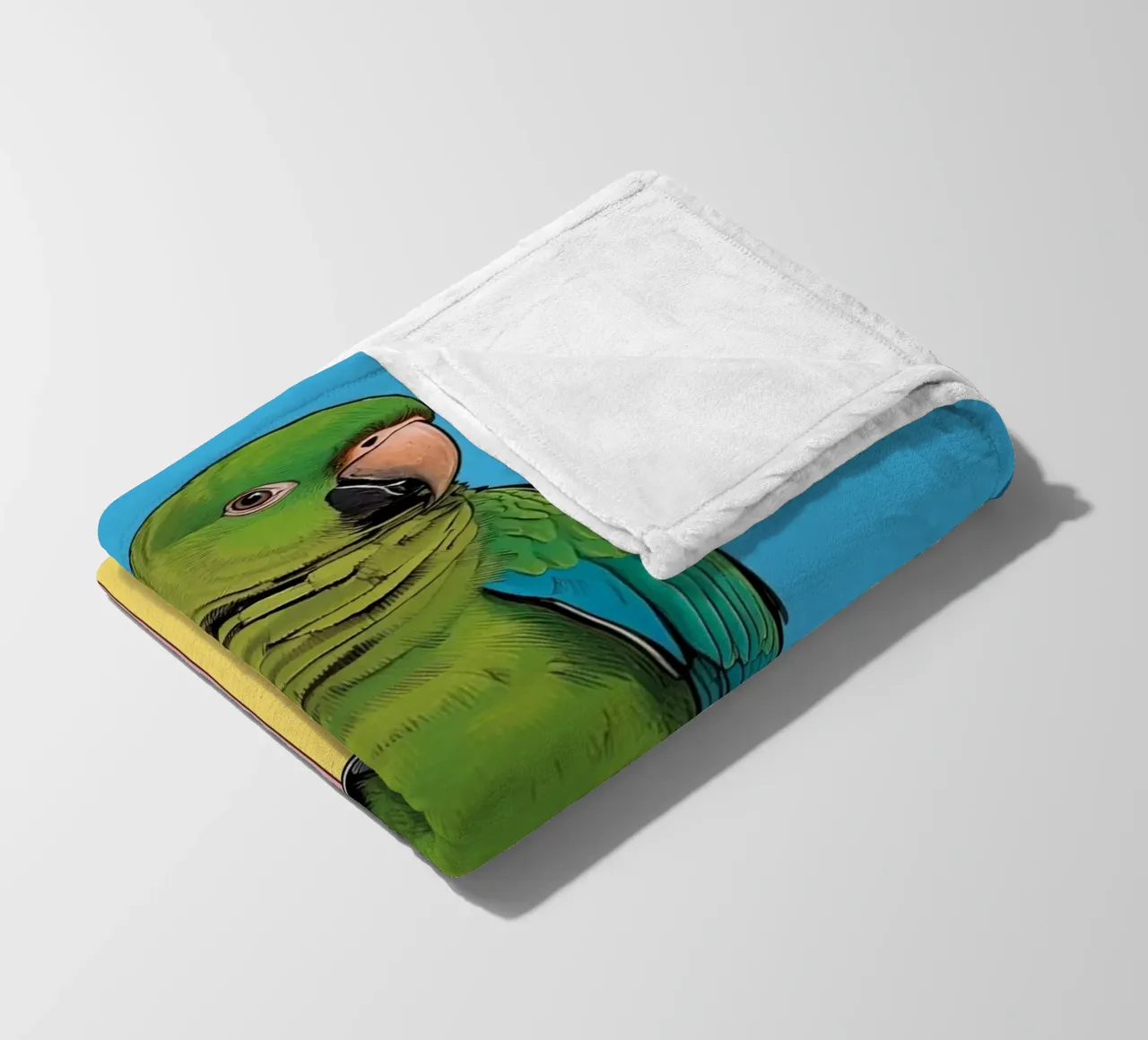 Pappagallo verde su colonna a righe coperta in pile da DesignDoodle