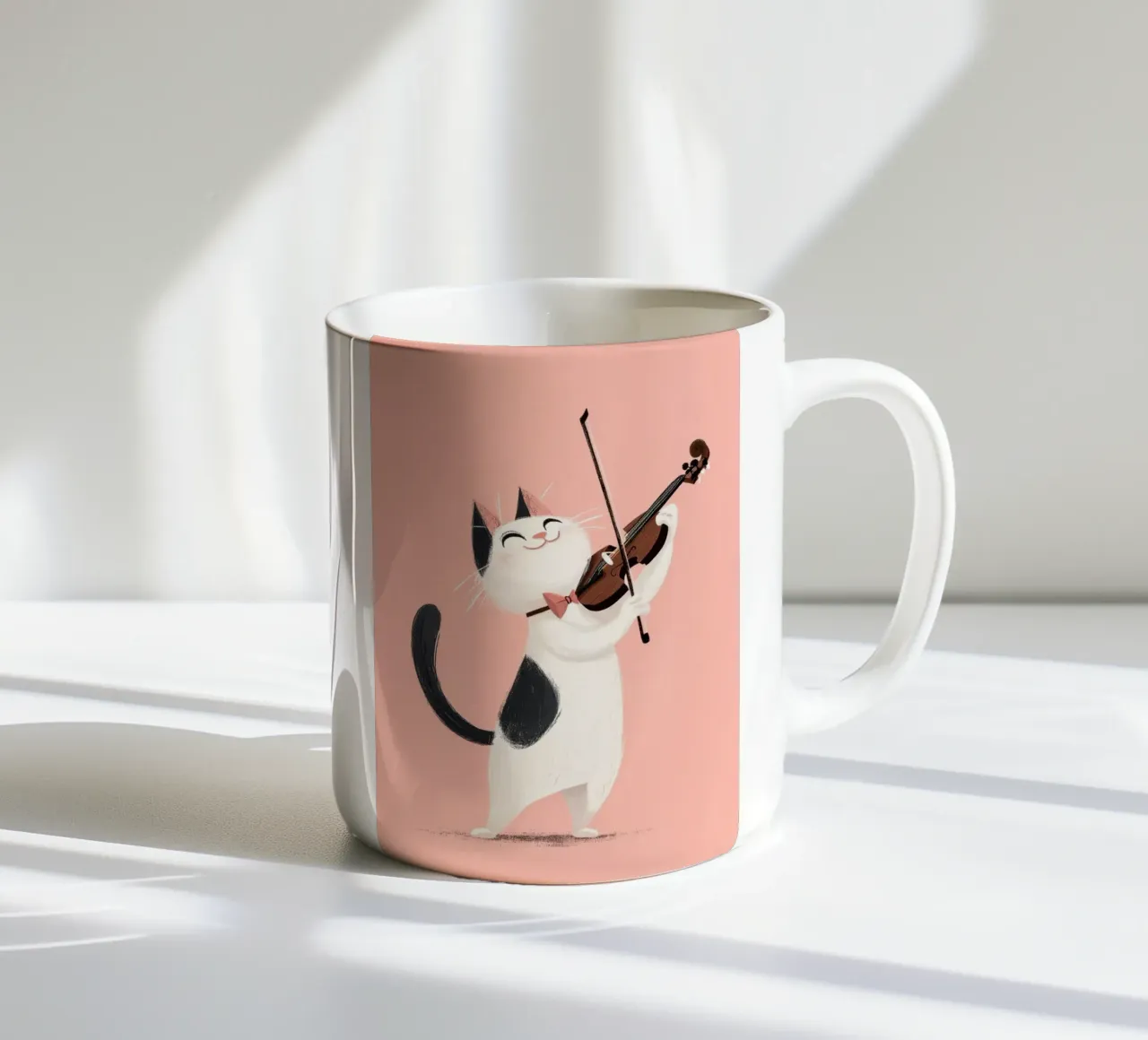 Cat Playing Violin tazza in ceramica da Kiara