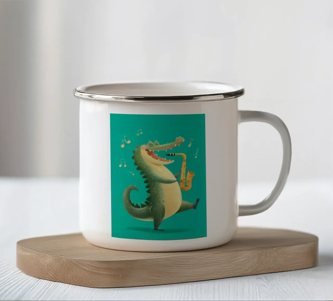 Crocodile Jazz tazza in smalto da Kiara
