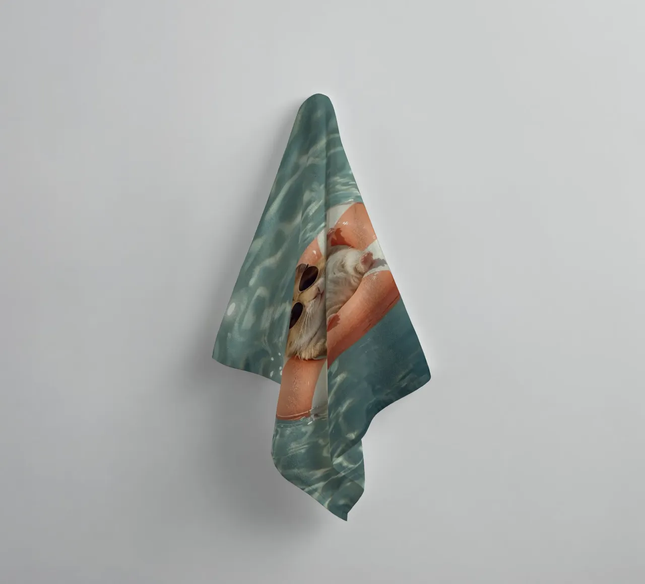 Hamster Relaxing In Swimming pool Summer Vibes towel by DesignDoodle