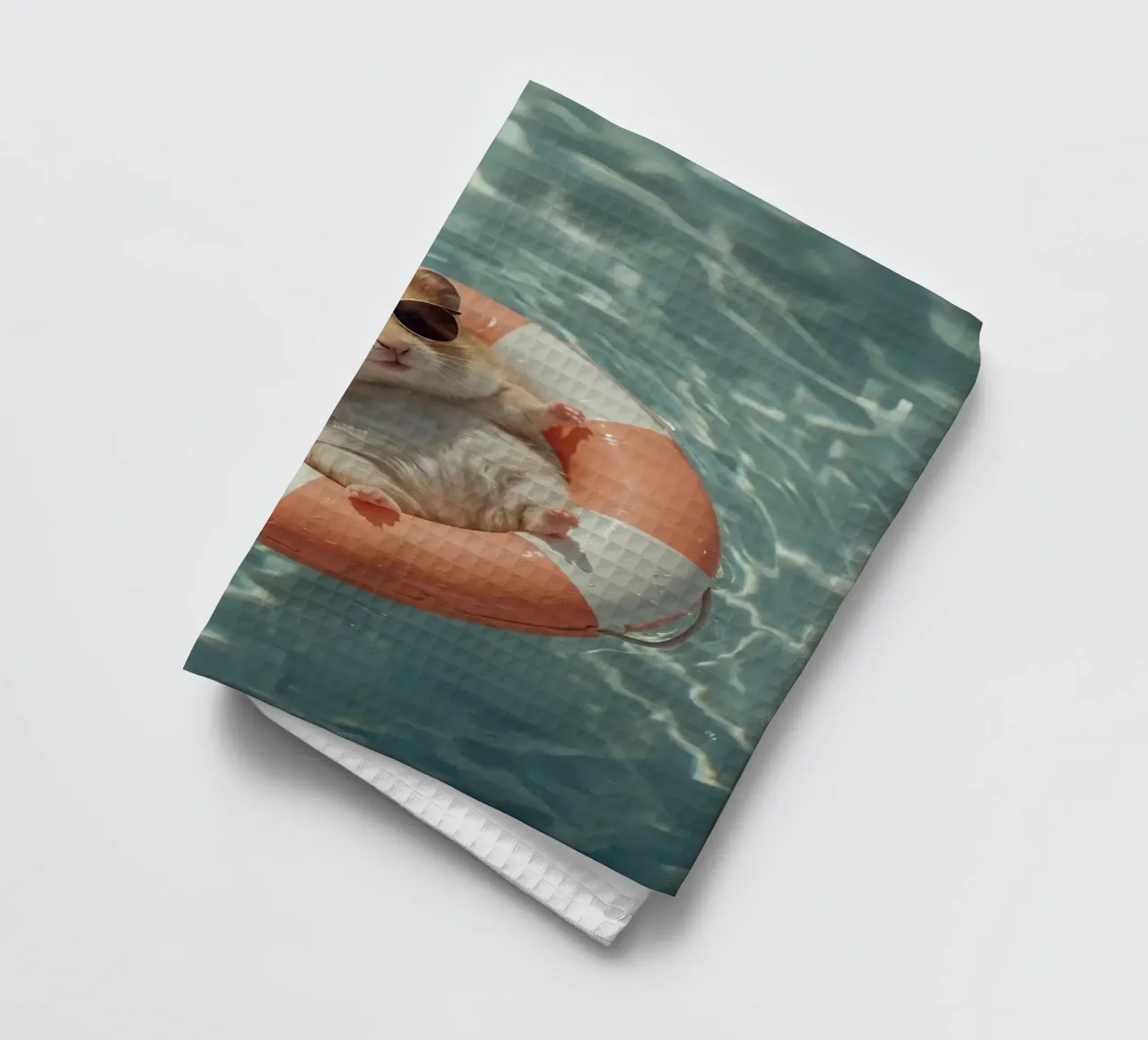 Hamster en train de se détendre dans une piscine Summer Vibes torchon de DesignDoodle