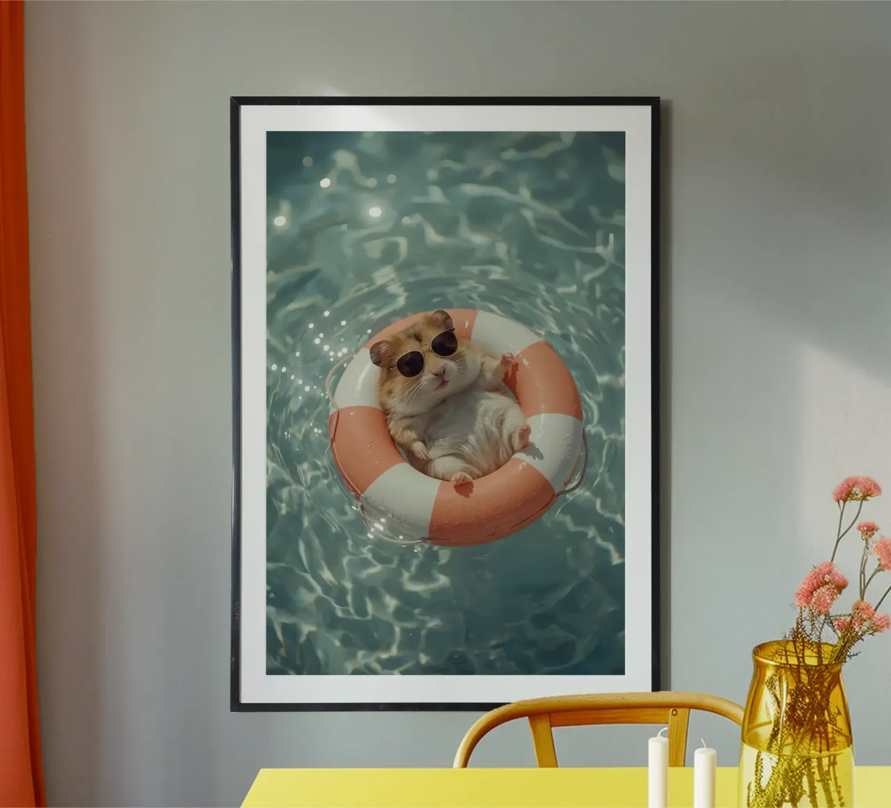 Hamster Relaxing In Swimming pool Summer Vibes poster by DesignDoodle