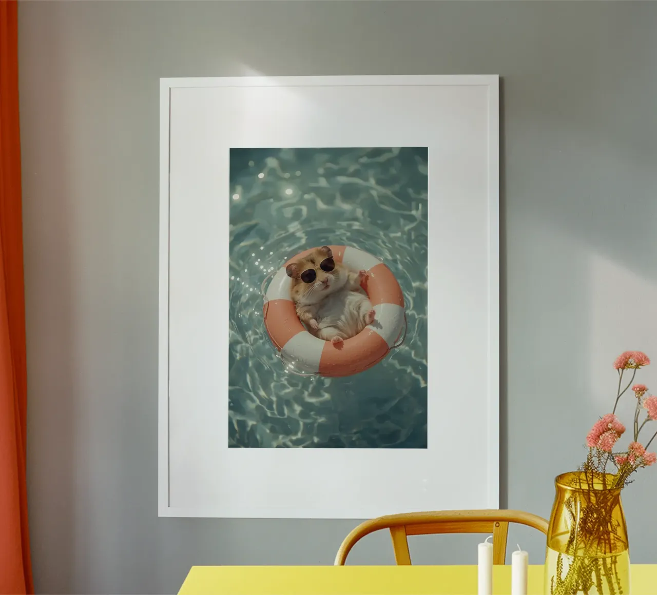 Hamster Relaxing In Swimming pool Summer Vibes poster by DesignDoodle