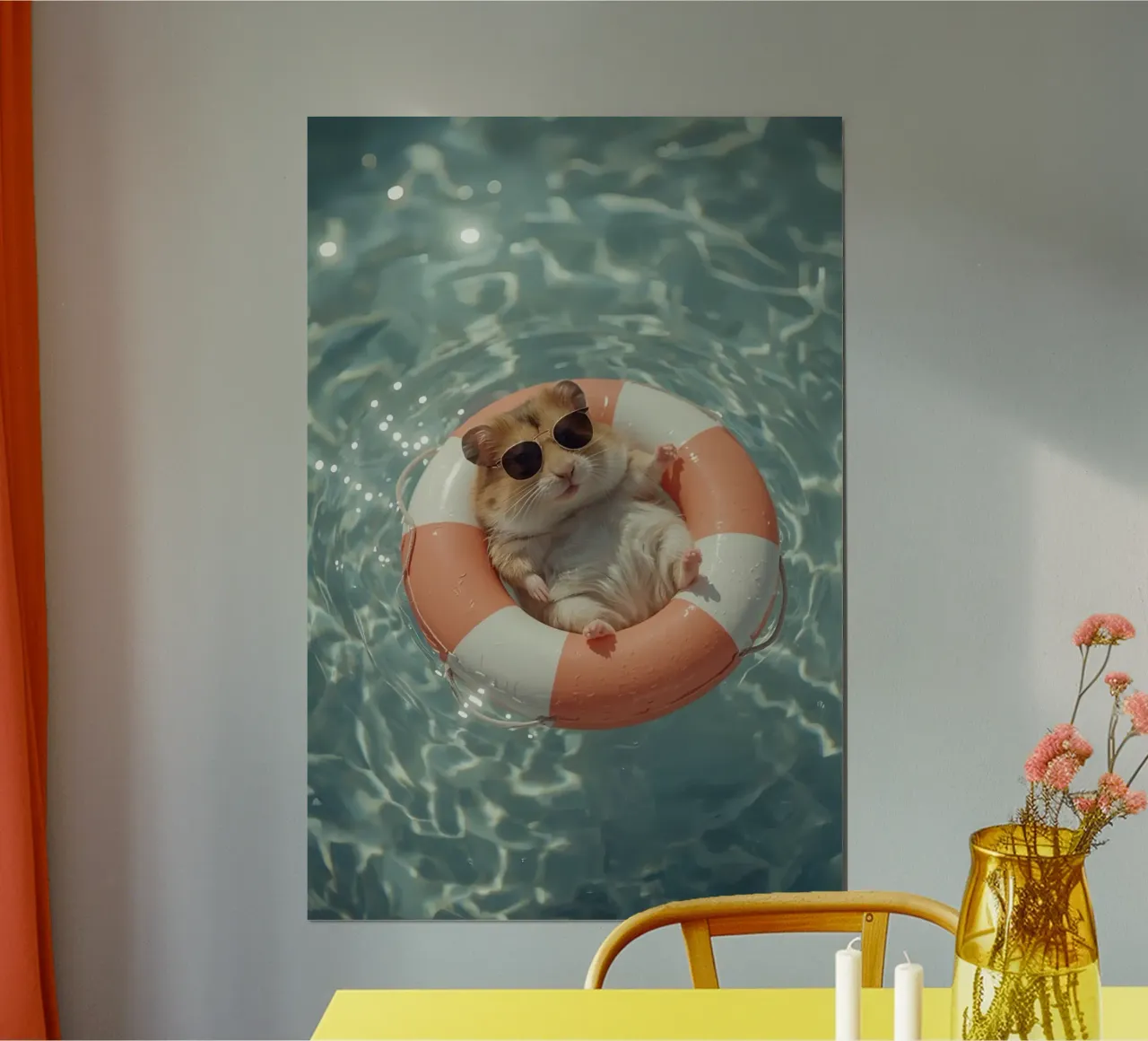 Hamster Relaxing In Swimming pool Summer Vibes poster by DesignDoodle