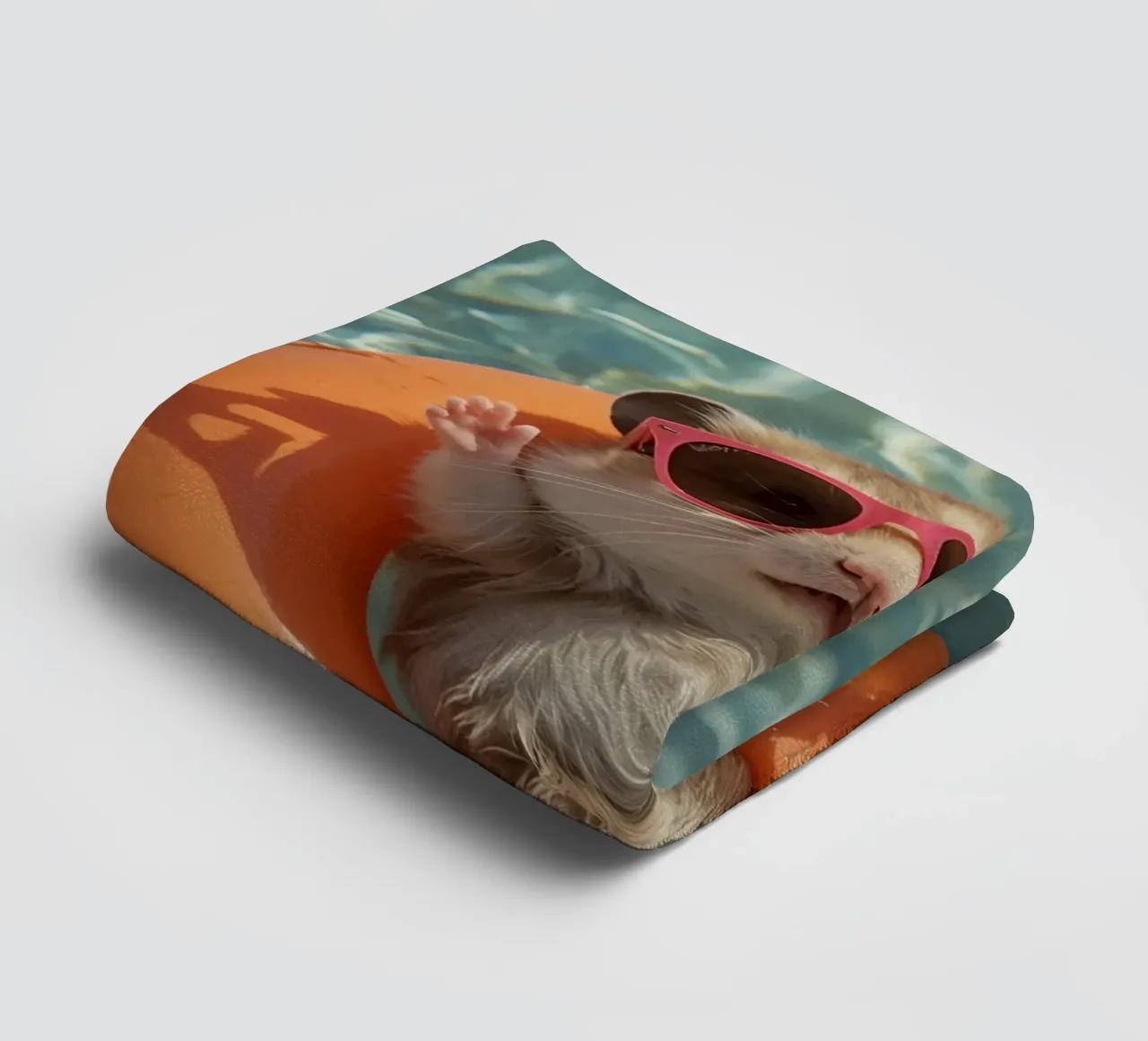 Hamster with Sunglasses on Float in Pool towel by DesignDoodle