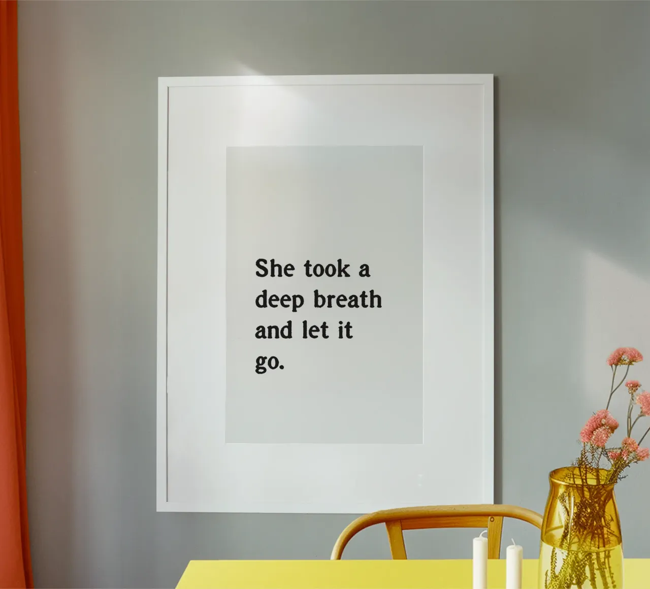 She took a deep breath and let it go. poster con marco de madera de Fraysein Design