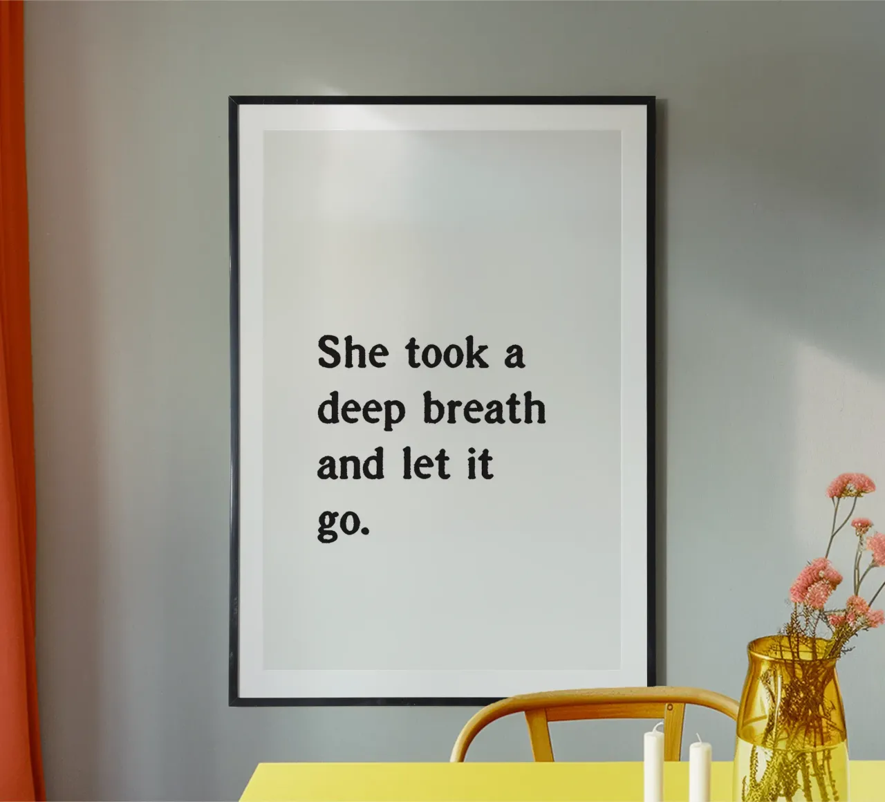 She took a deep breath and let it go. poster con marco de madera de Fraysein Design