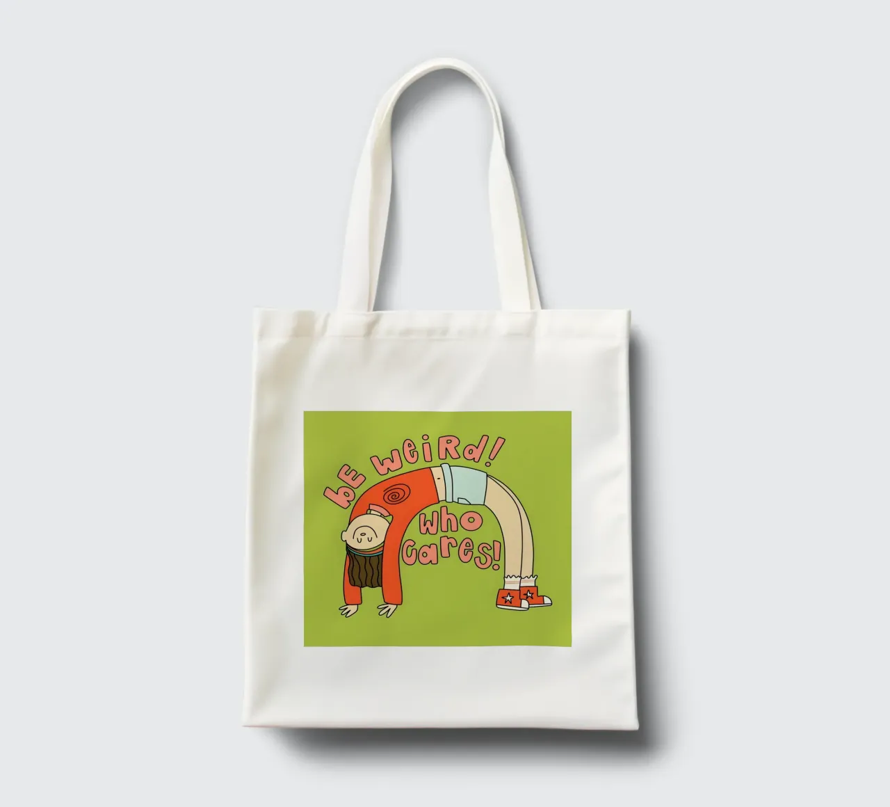 "bE weiRd! who çares! borsa in juta da Type & Tape