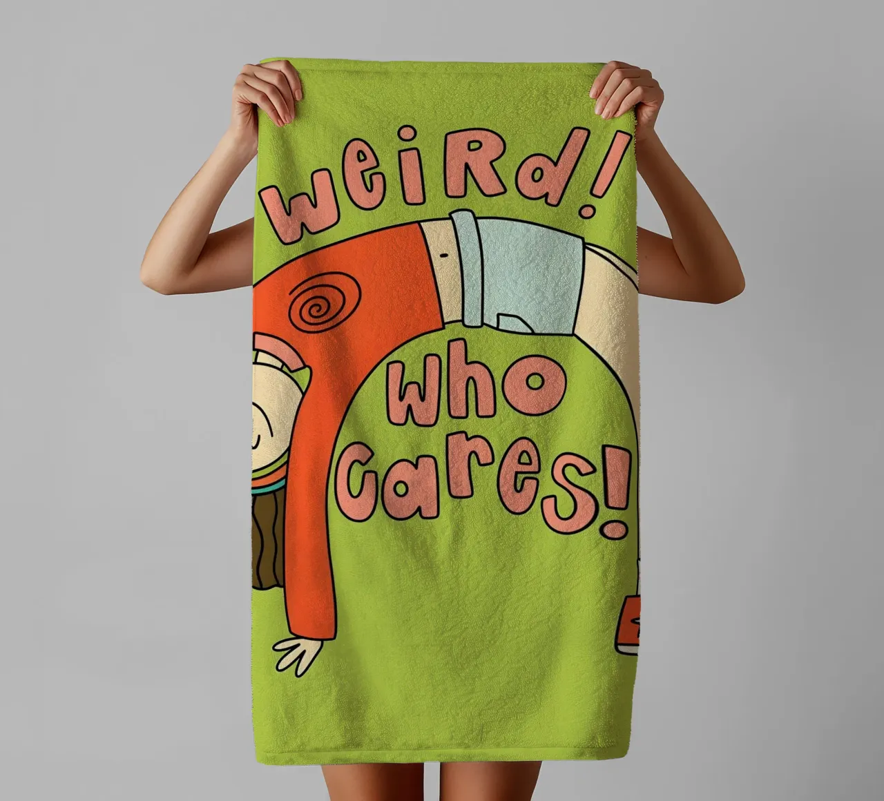"bE weiRd! who çares! asciugamano da bagno da Type & Tape