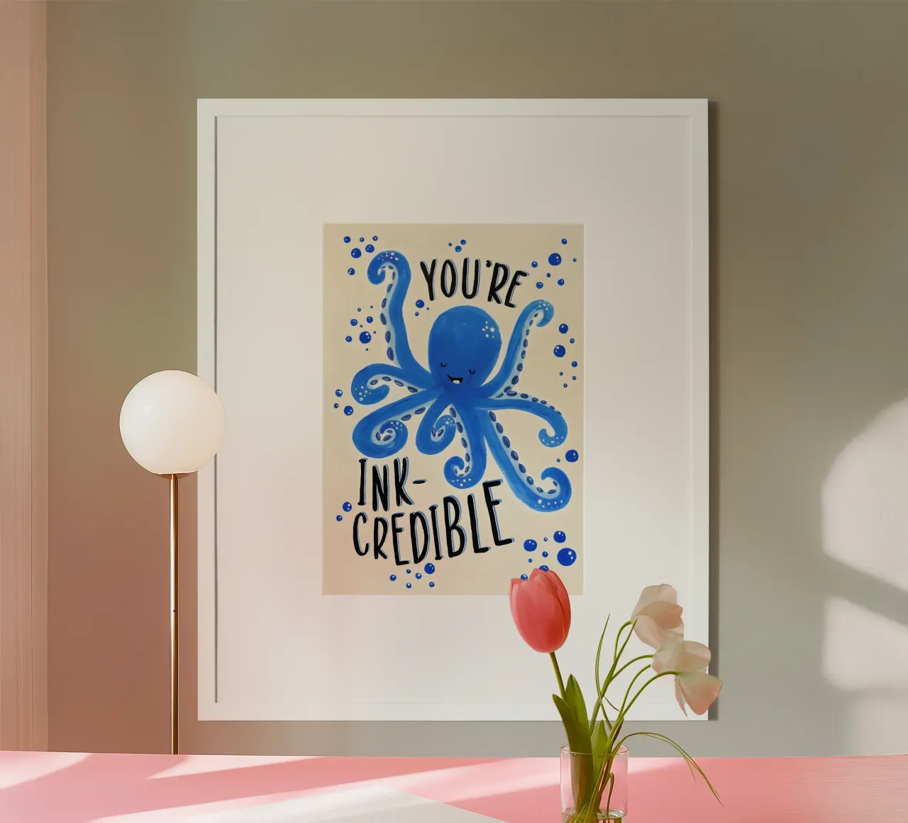 "YoU'RE INK-GRERIBLE," poster con telaio in legno da Type & Tape