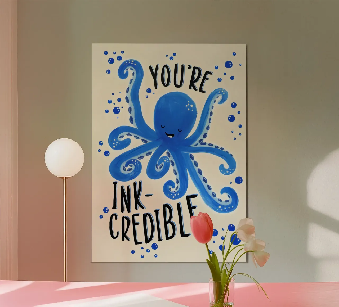 "YoU'RE INK-GRERIBLE," poster con telaio in legno da Type & Tape