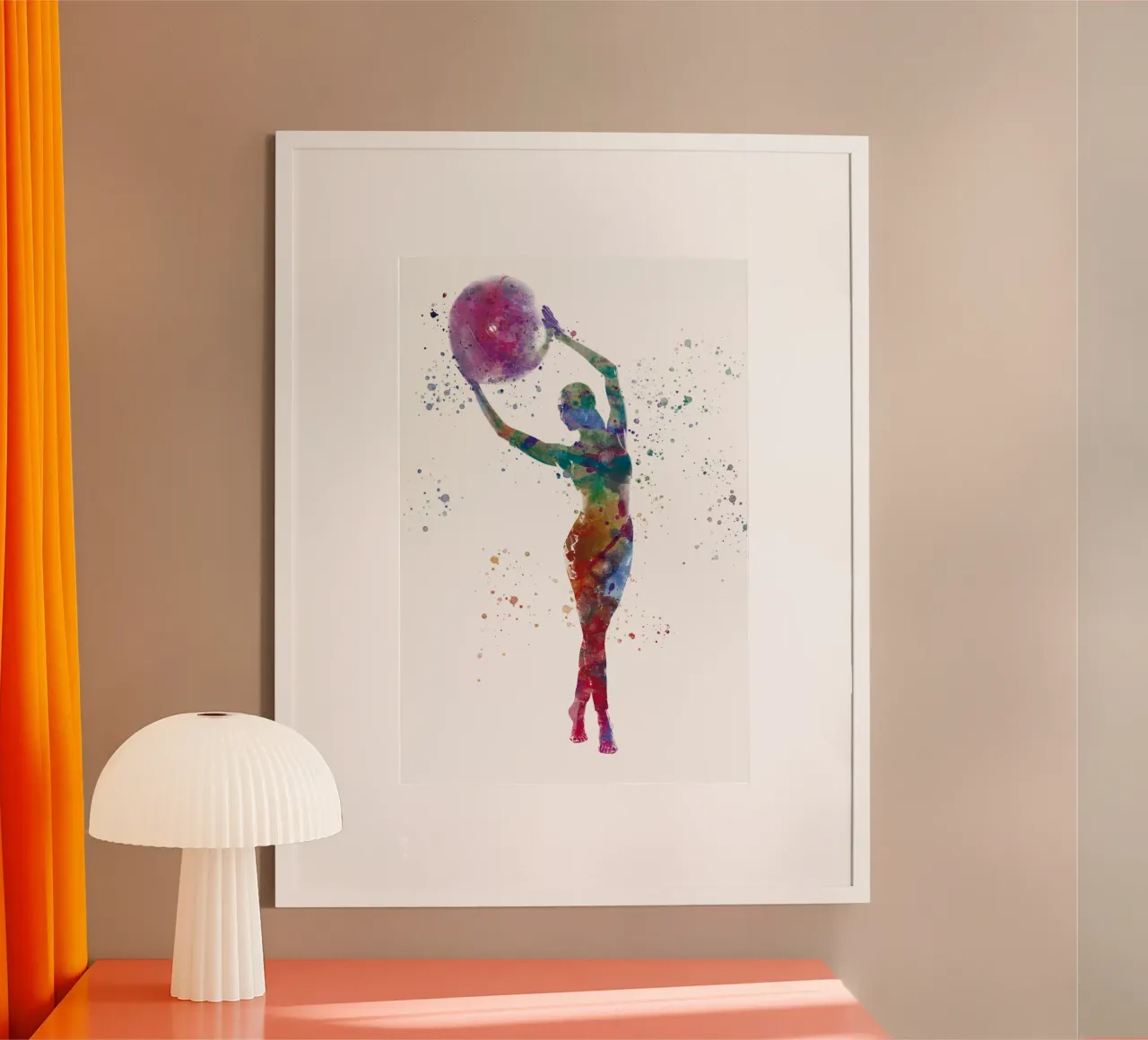 Esercizio di fitness con l'acquerello poster con telaio in legno da ⚽ Sports Pulse