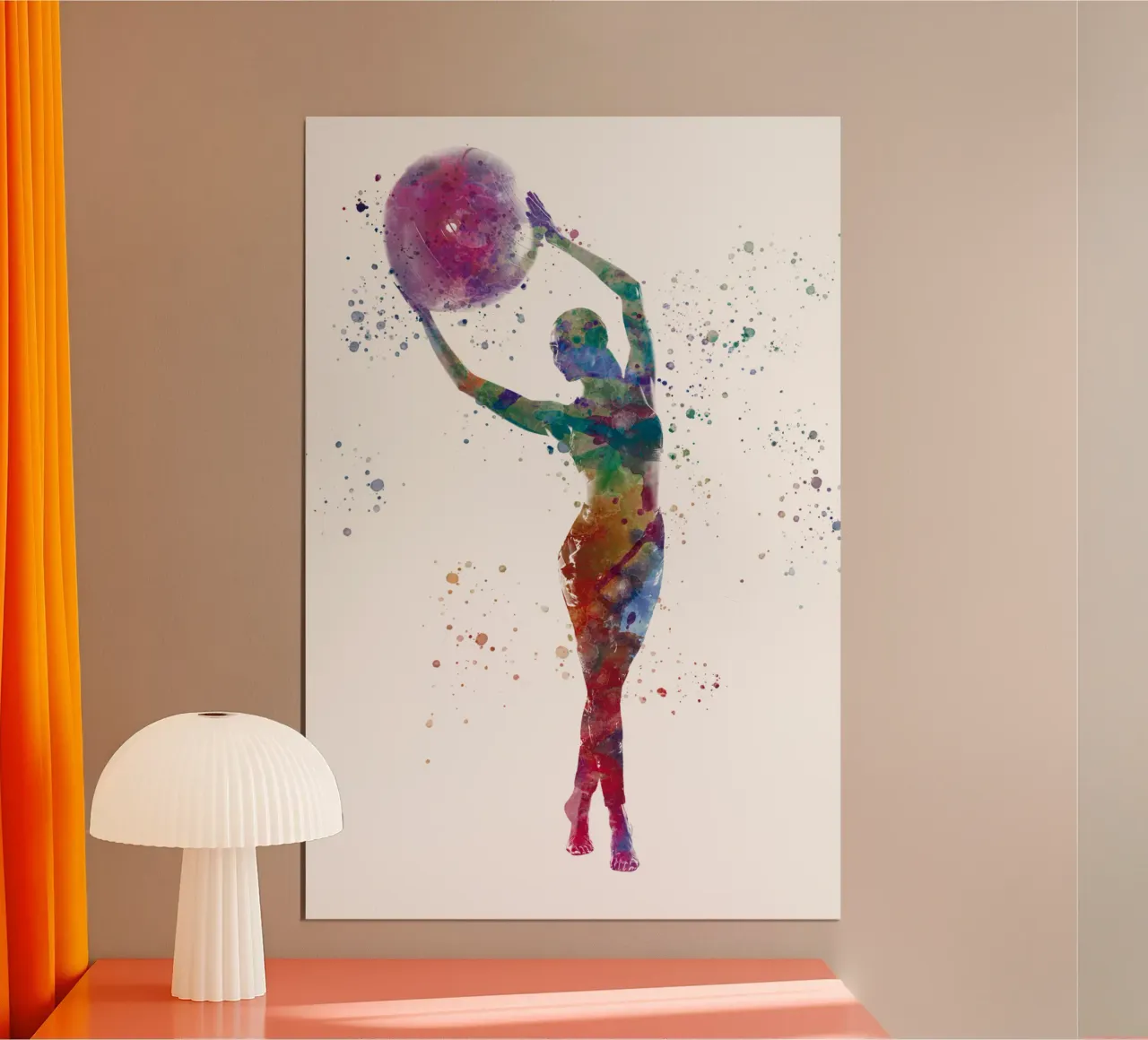 Esercizio di fitness con l'acquerello poster con telaio in legno da ⚽ Sports Pulse