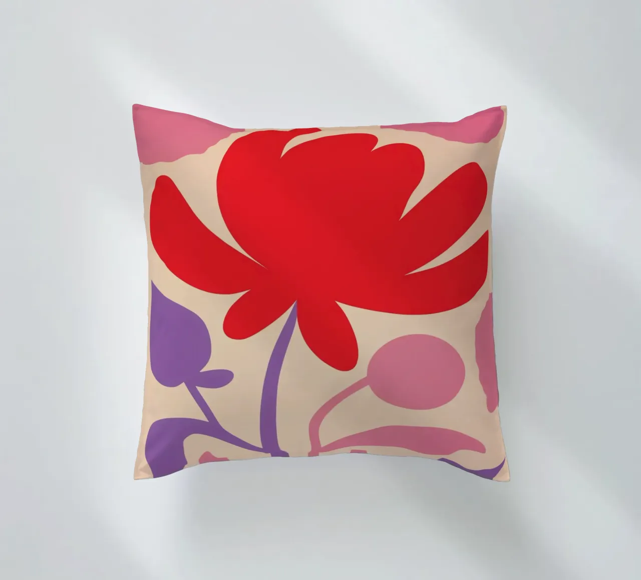 Splendore floreale Matisse in rosso-viola cuscino da Autofocus