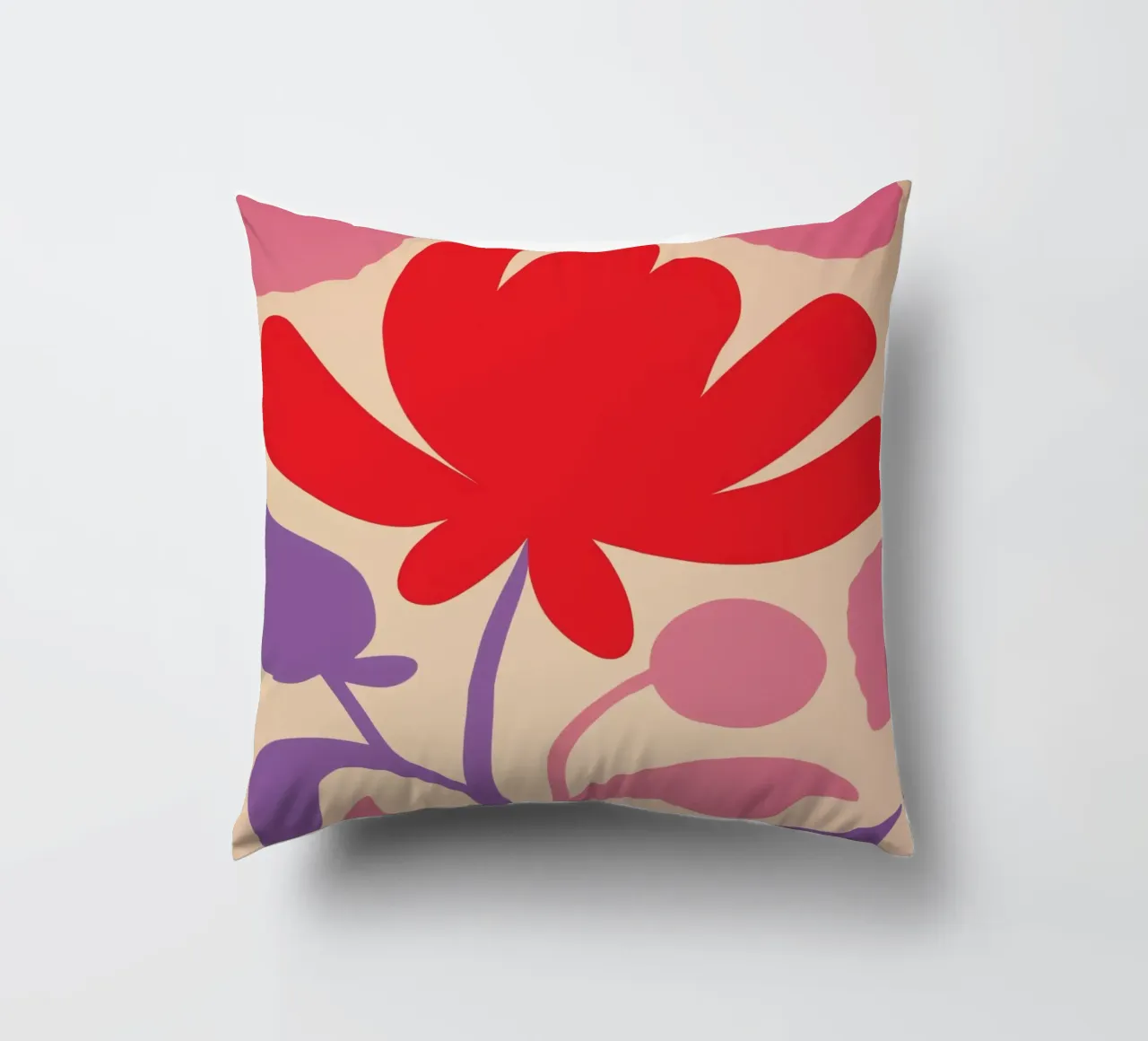 Splendore floreale Matisse in rosso-viola cuscino da Autofocus