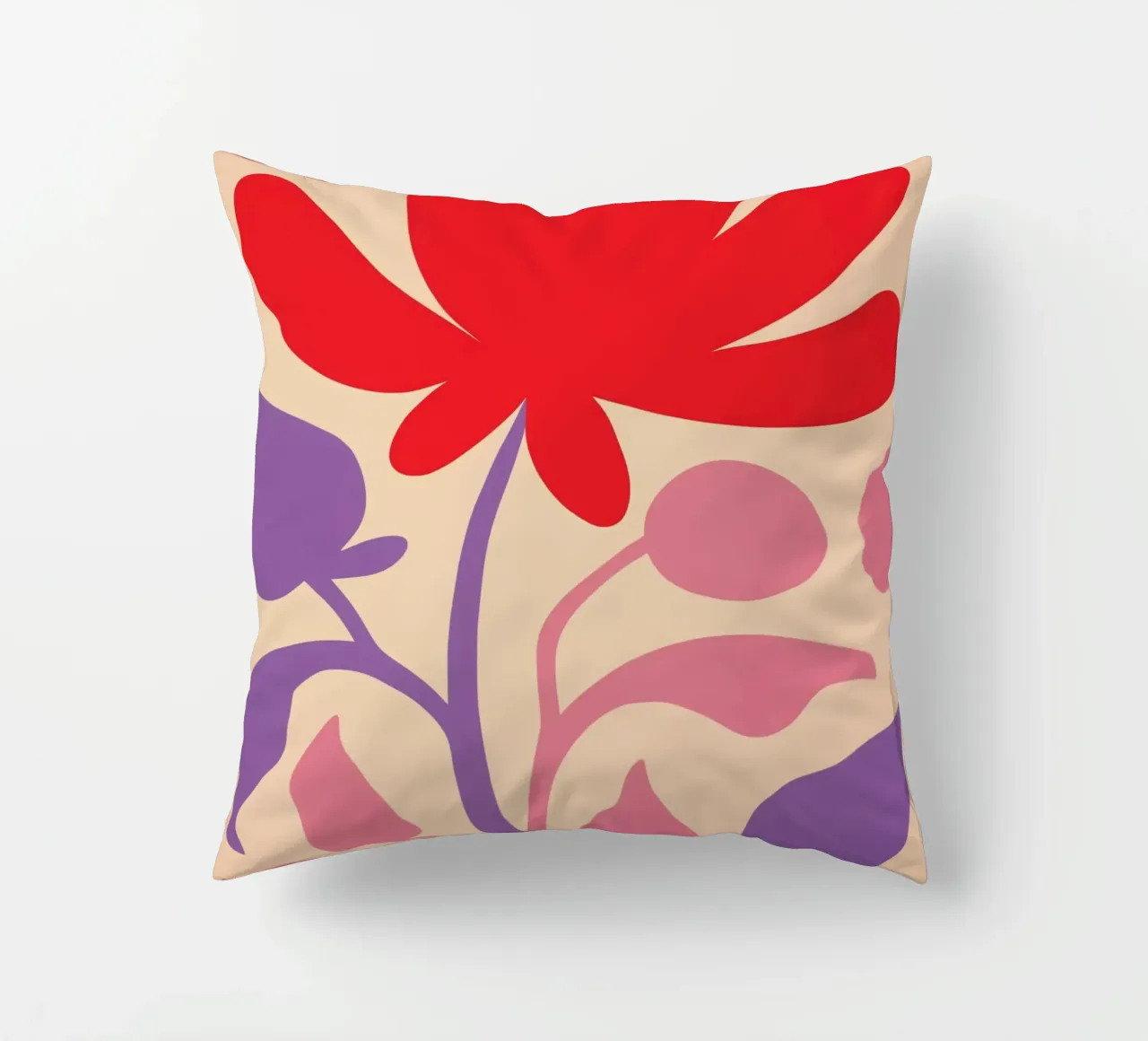 Splendore floreale Matisse in rosso-viola cuscino da Autofocus