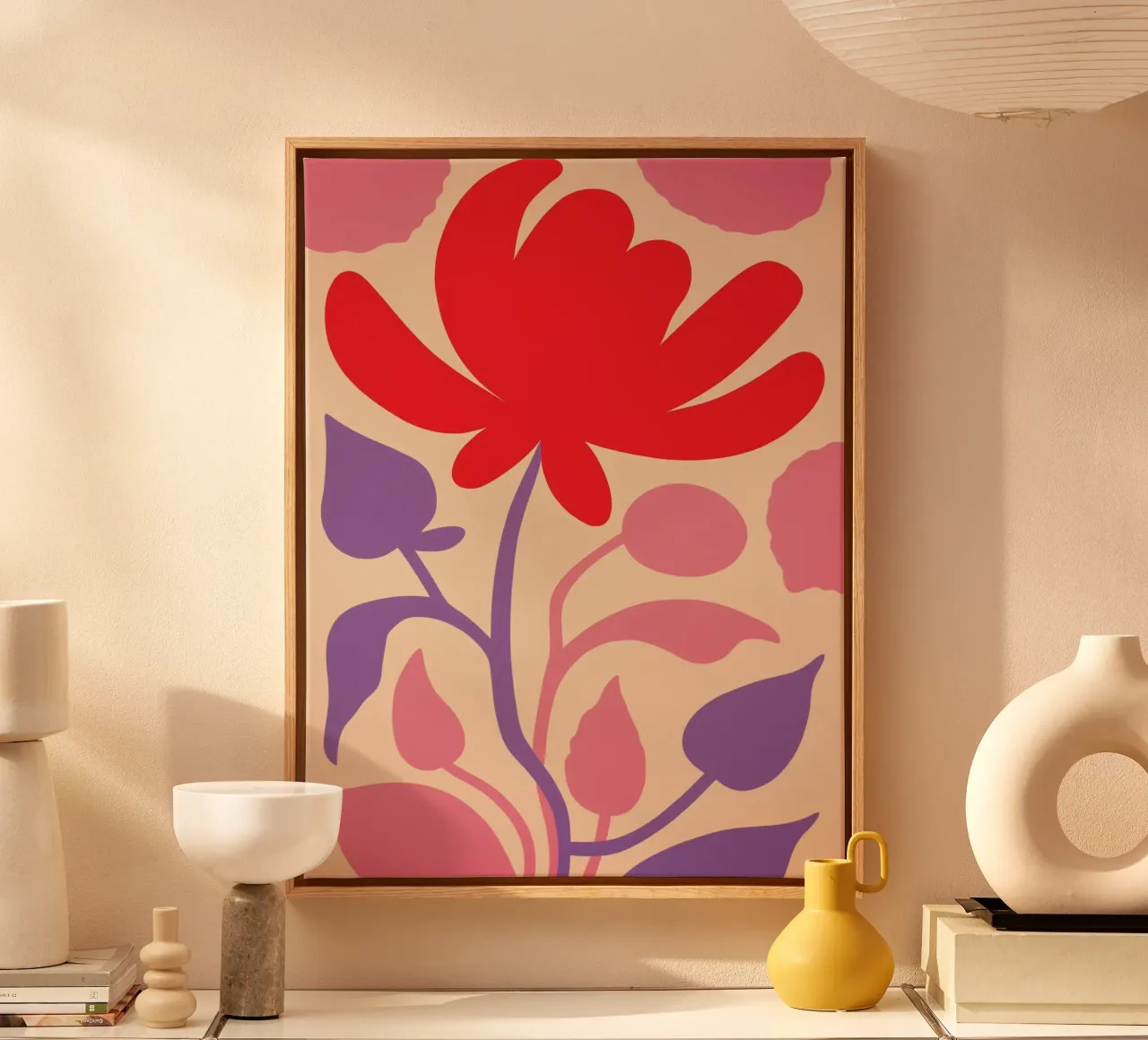 Splendore floreale Matisse in rosso-viola tela con Cornice a cassetta da Autofocus