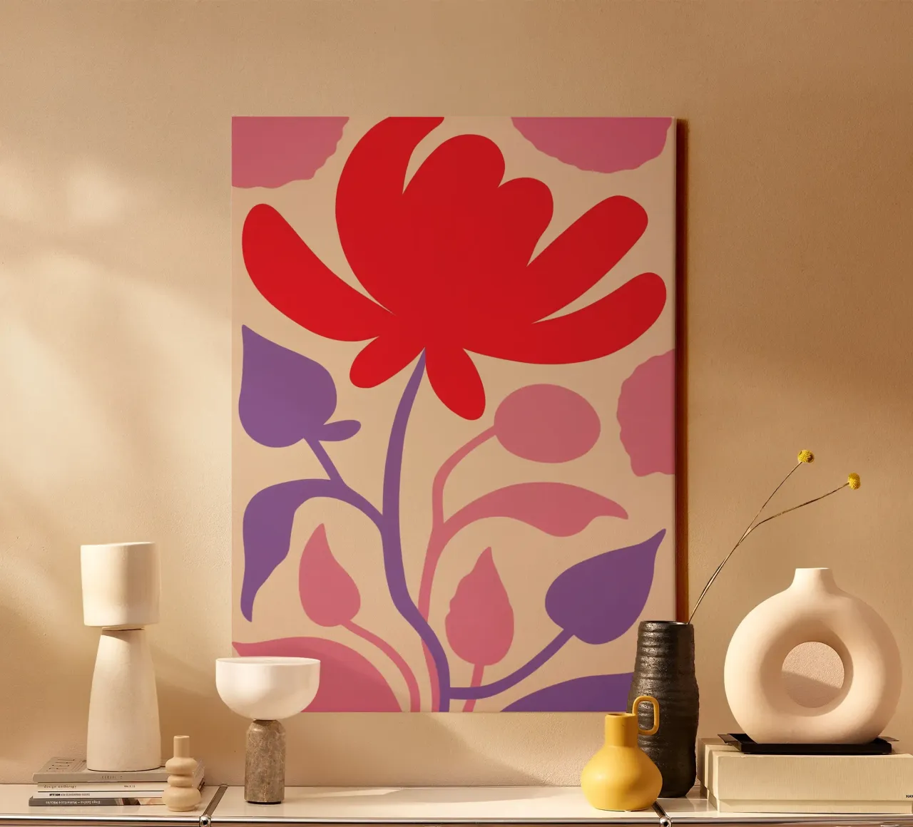 Splendore floreale Matisse in rosso-viola tela con Cornice a cassetta da Autofocus