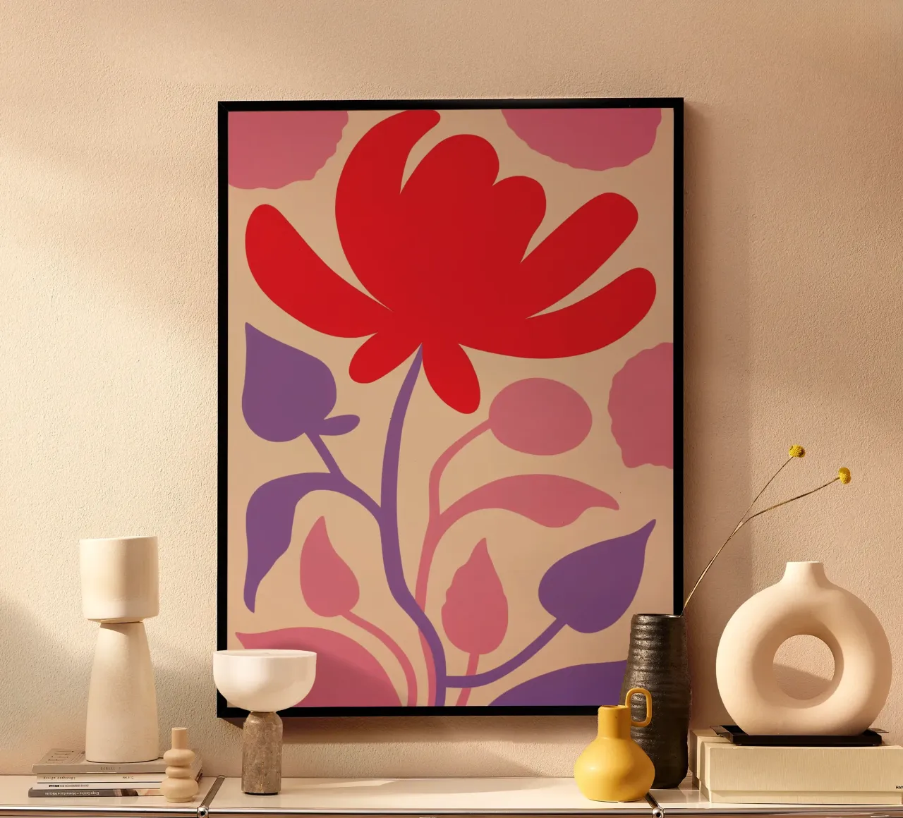 Splendore floreale Matisse in rosso-viola poster da Autofocus