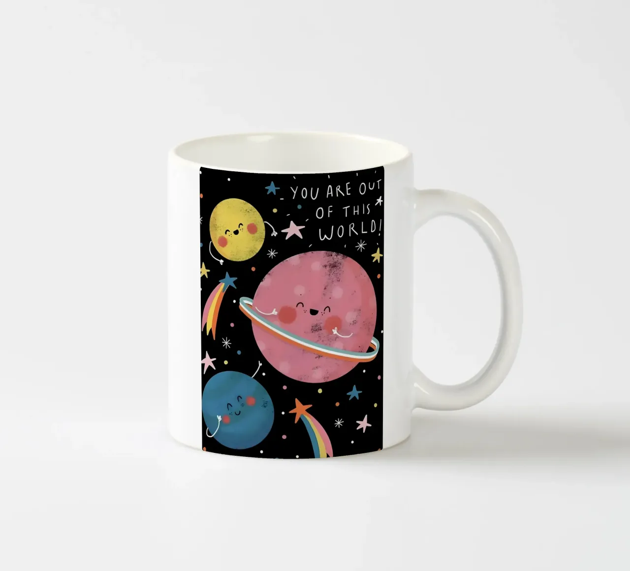 "YOU ARE OUT OF THIS WORLD! tazza in ceramica da Type & Tape