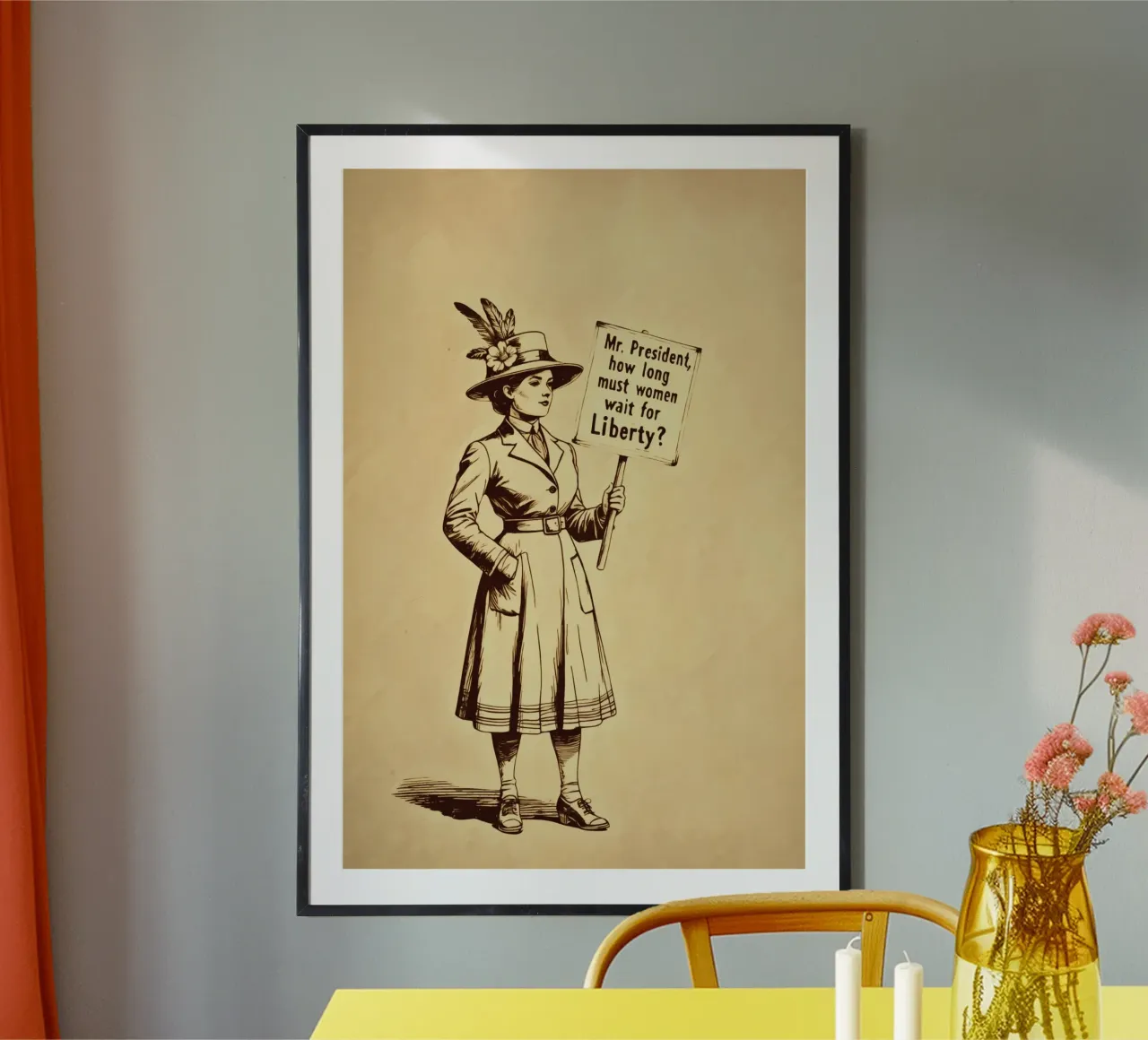 Poster sui diritti delle donne per la libertà poster con telaio in legno da Hecate Pim Designs