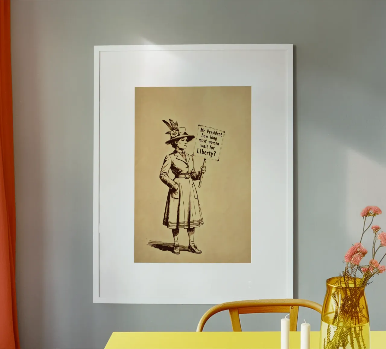 Poster sui diritti delle donne per la libertà poster con telaio in legno da Hecate Pim Designs