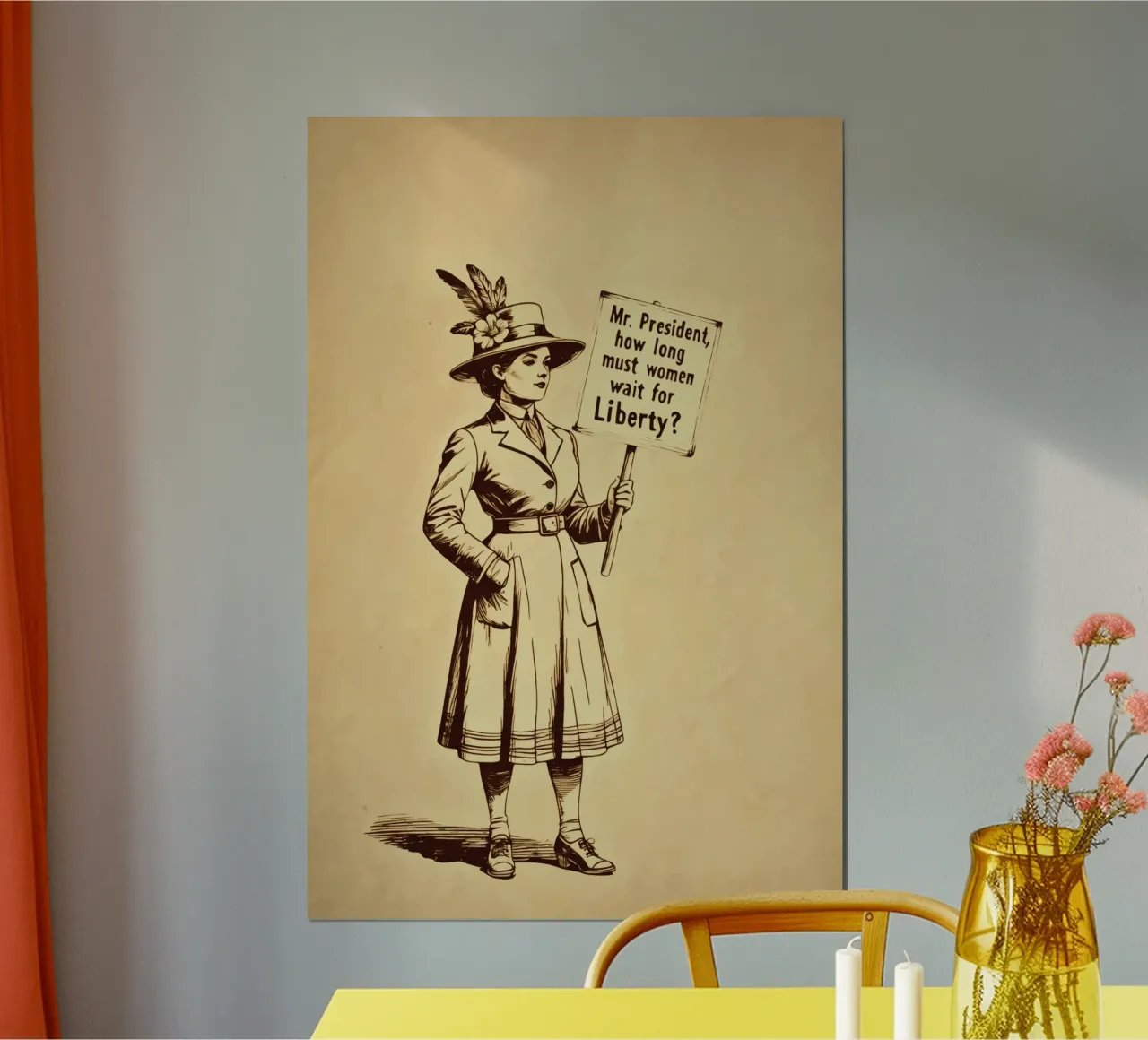 Poster sui diritti delle donne per la libertà poster con telaio in legno da Hecate Pim Designs