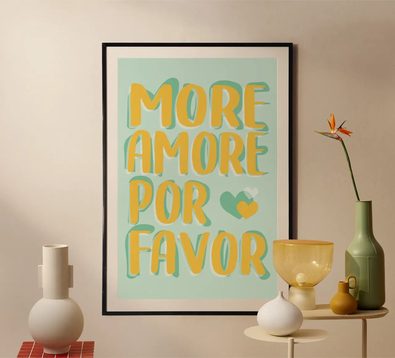 Plus Amore por Favore - Jaune menthe poster de Malou-Studio