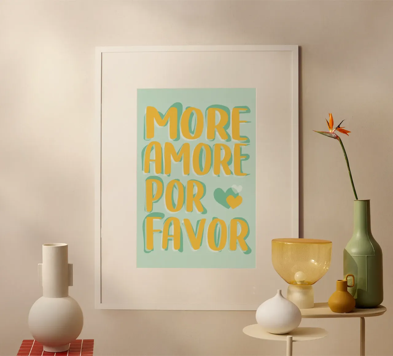 Plus Amore por Favore - Jaune menthe poster de Malou-Studio