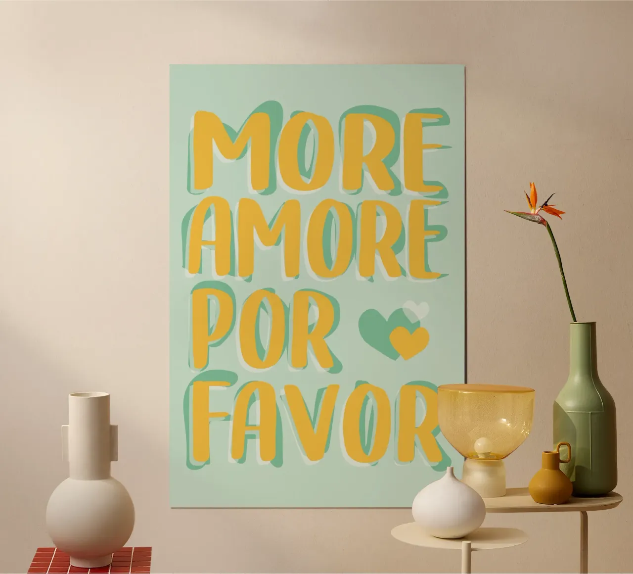 Plus Amore por Favore - Jaune menthe poster de Malou-Studio