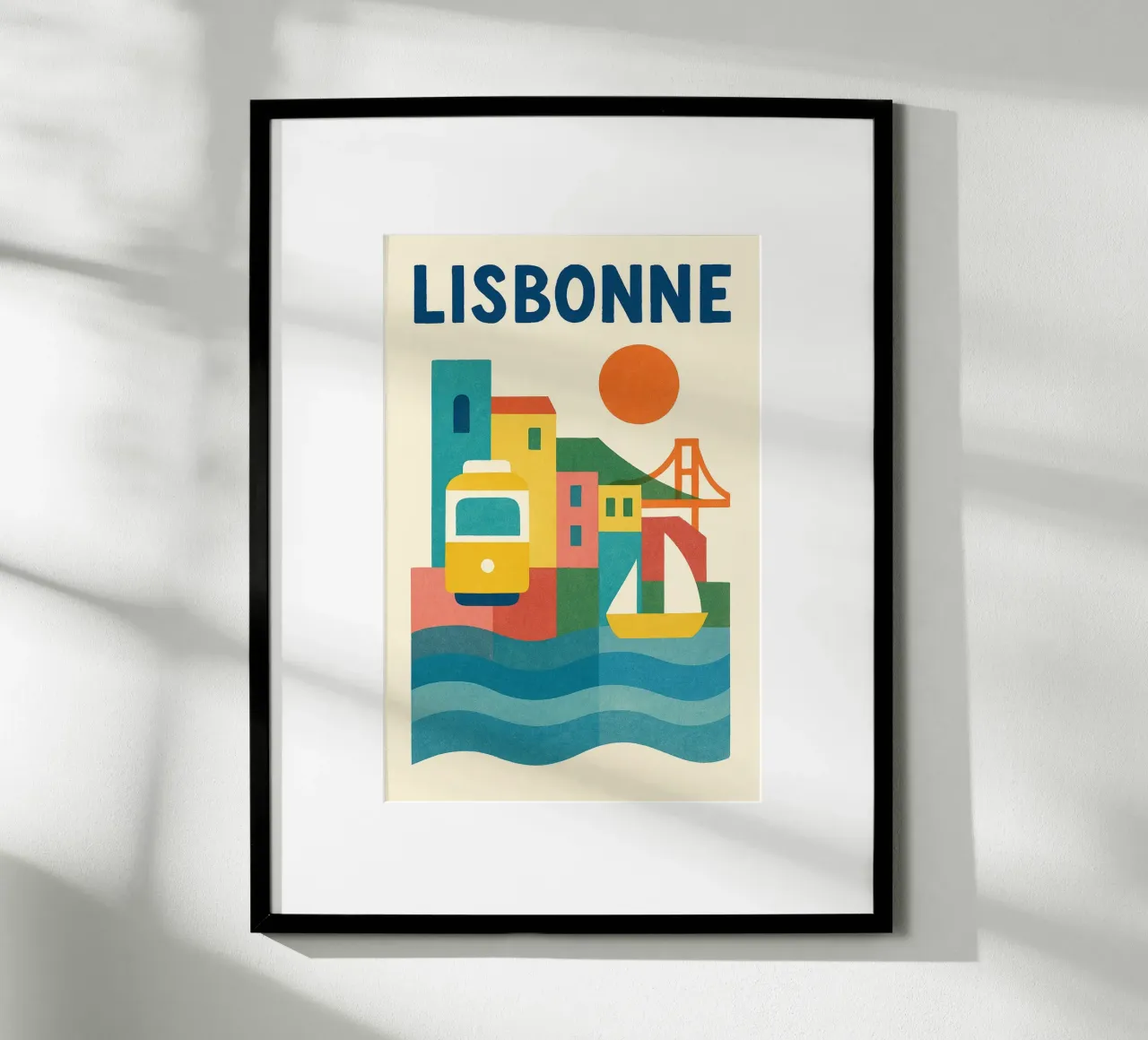 Poster d'epoca di Lisbona - tram giallo e fascino portoghese poster da JETLAG | affiches voyage
