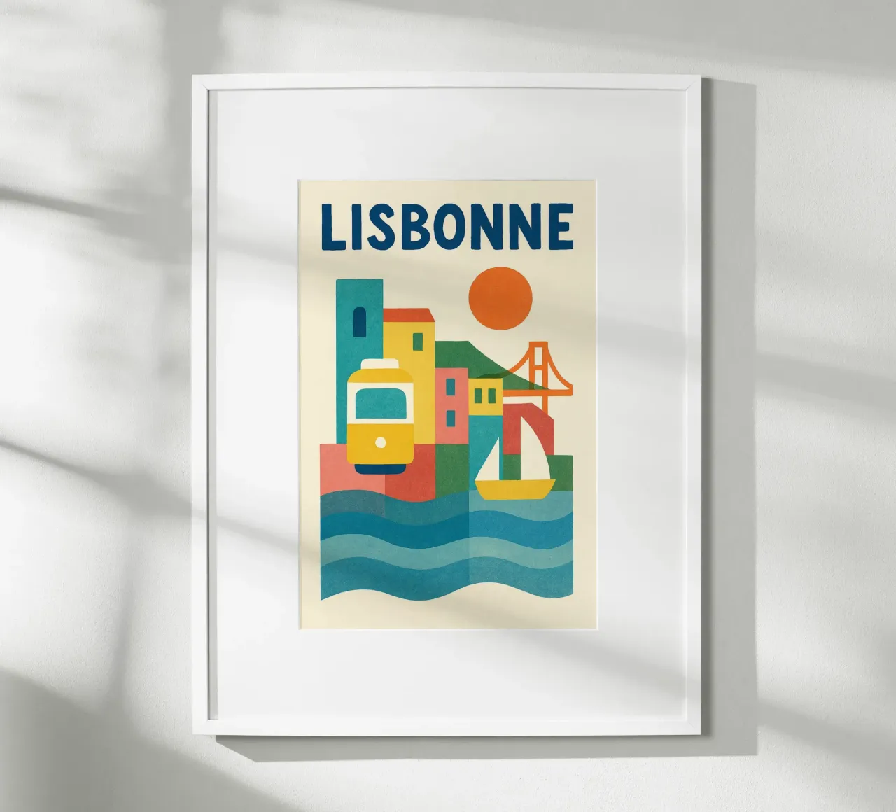 Poster d'epoca di Lisbona - tram giallo e fascino portoghese poster da JETLAG | affiches voyage