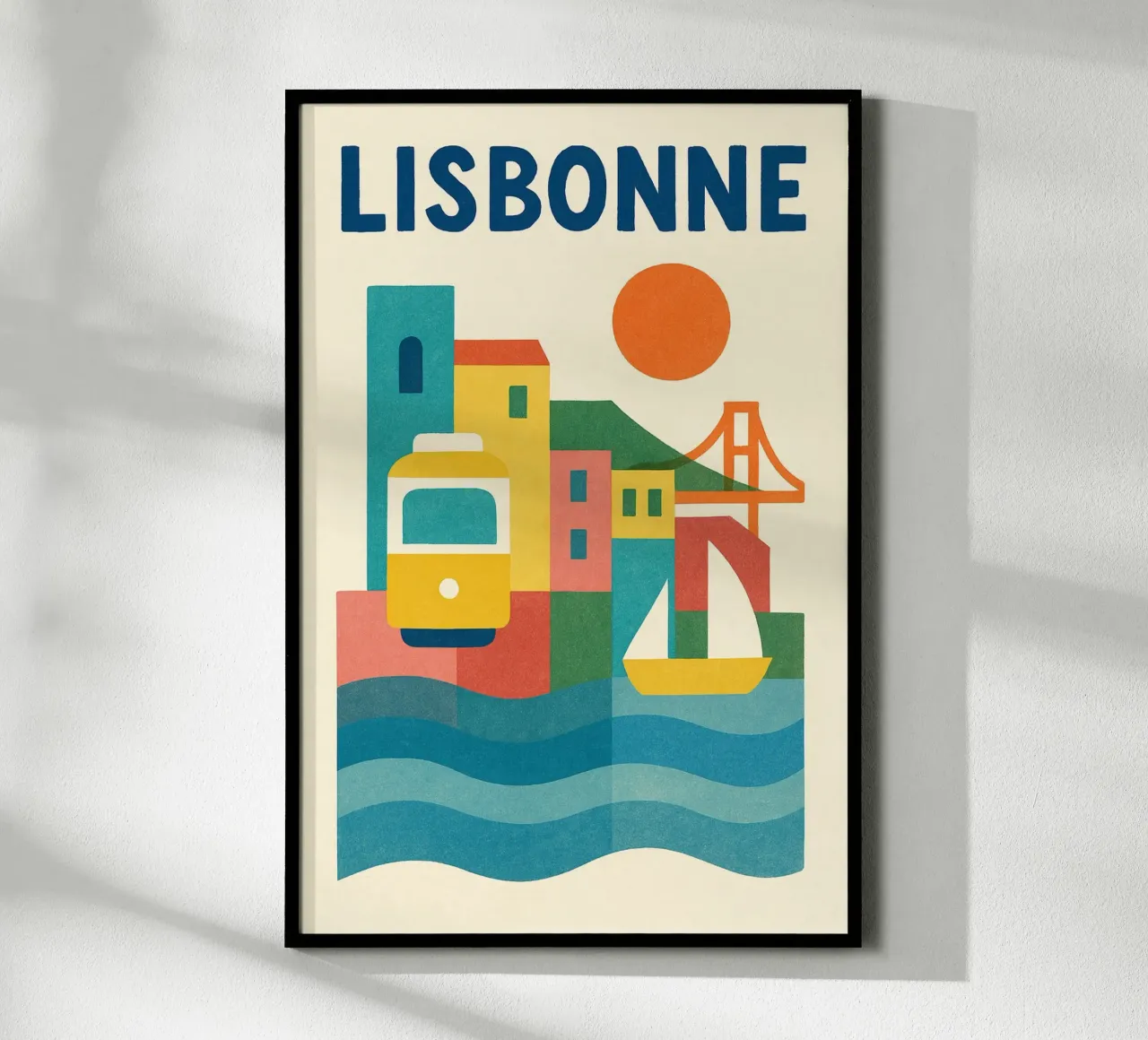 Poster d'epoca di Lisbona - tram giallo e fascino portoghese poster da JETLAG | affiches voyage