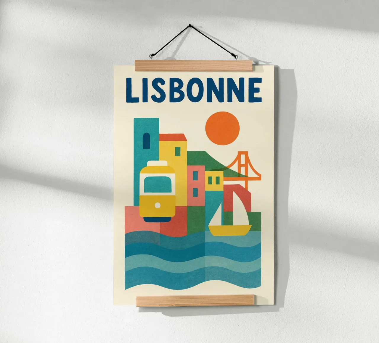 Poster d'epoca di Lisbona - tram giallo e fascino portoghese poster da JETLAG | affiches voyage