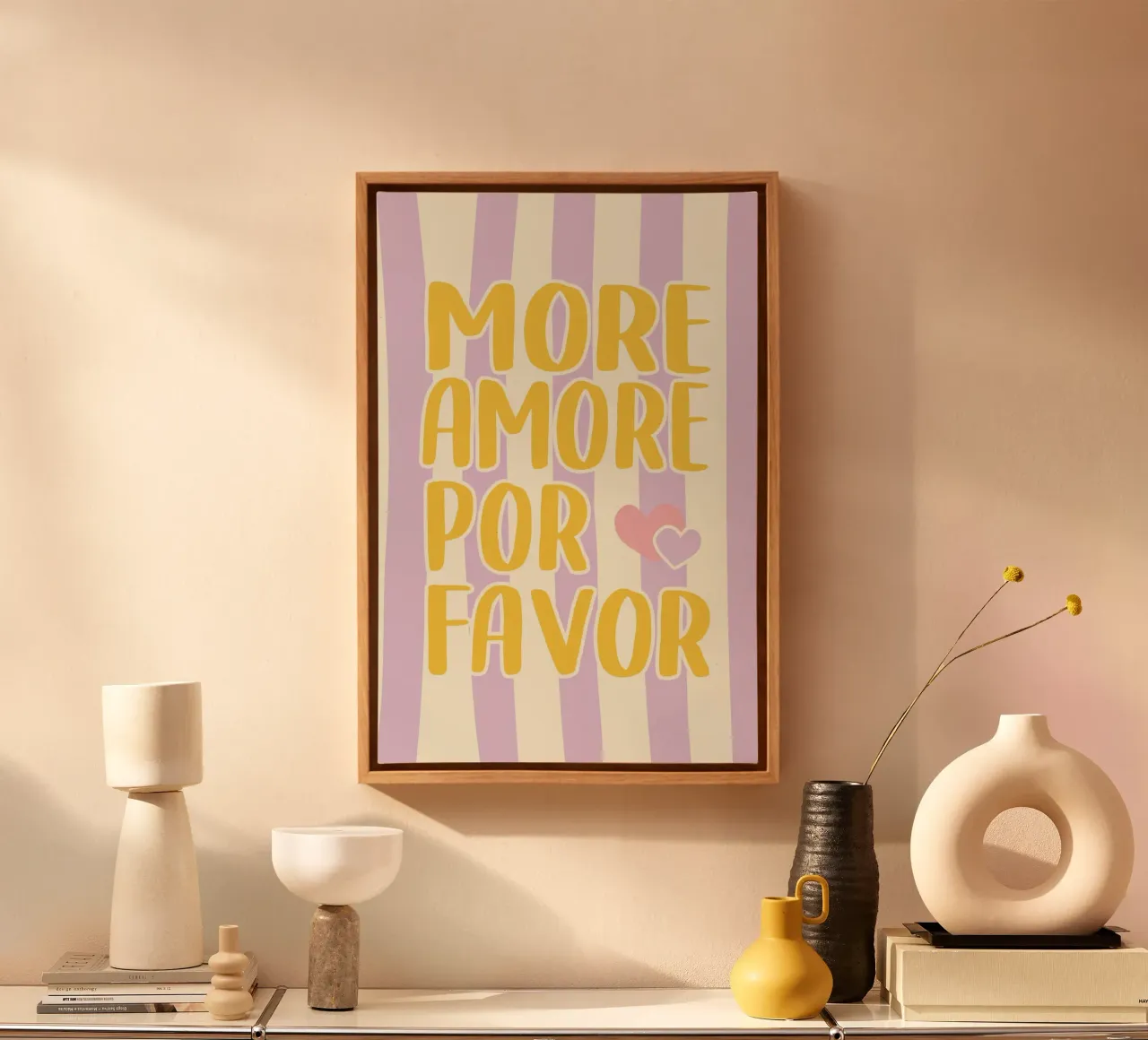 Meer Amore por Favore - Lila boter canvas met Baklijst van Malou-Studio