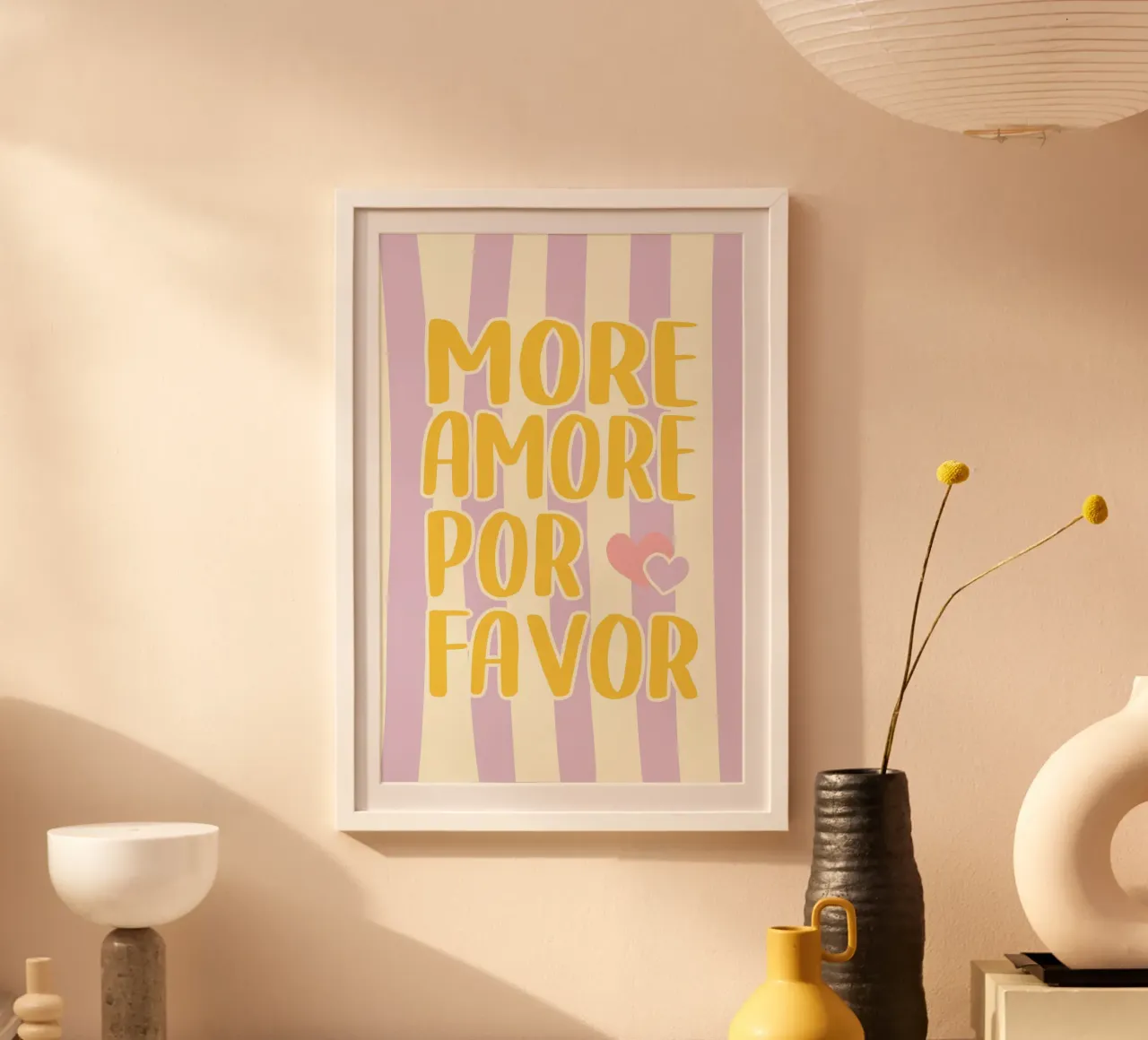 Meer Amore por Favore - Lila boter poster van Malou-Studio