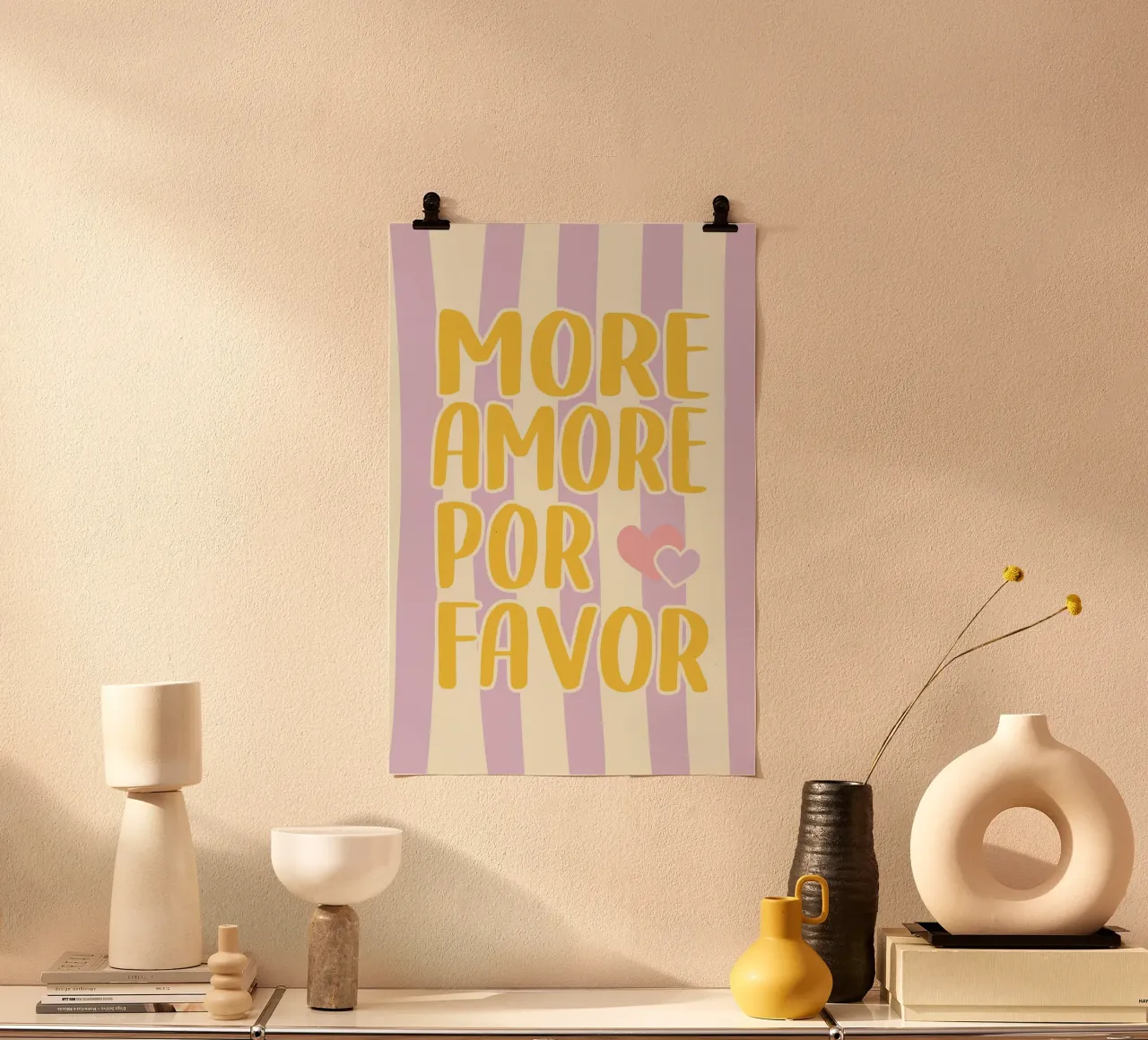 Meer Amore por Favore - Lila boter poster van Malou-Studio