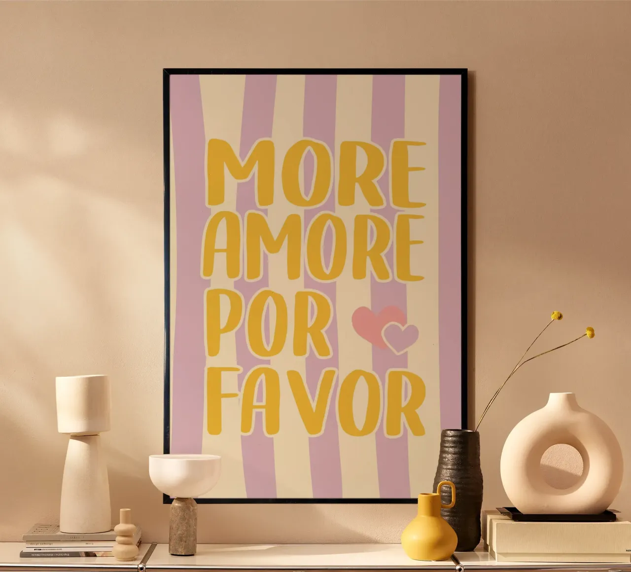 Meer Amore por Favore - Lila boter poster van Malou-Studio