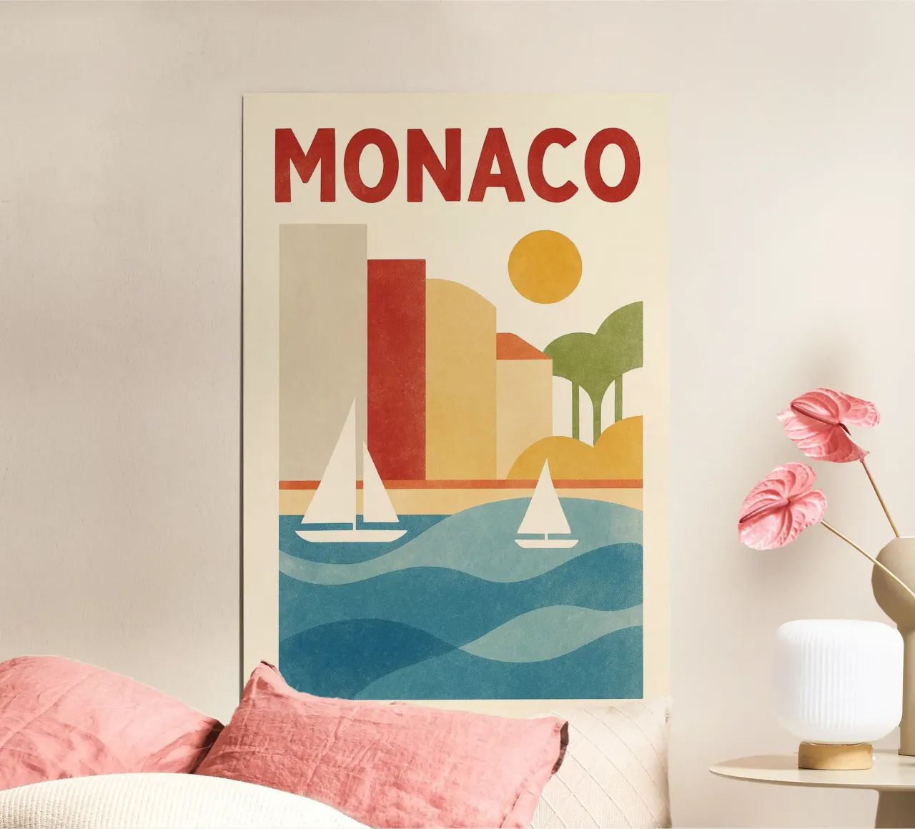 Poster d'epoca di Monaco - yacht e sole sulla Costa Azzurra poster con telaio in plastica da JETLAG | affiches voyage