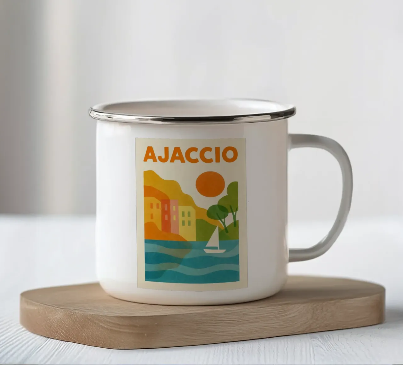 Poster d'epoca Ajaccio - mare, sole e fascino tazza in smalto da JETLAG | affiches voyage