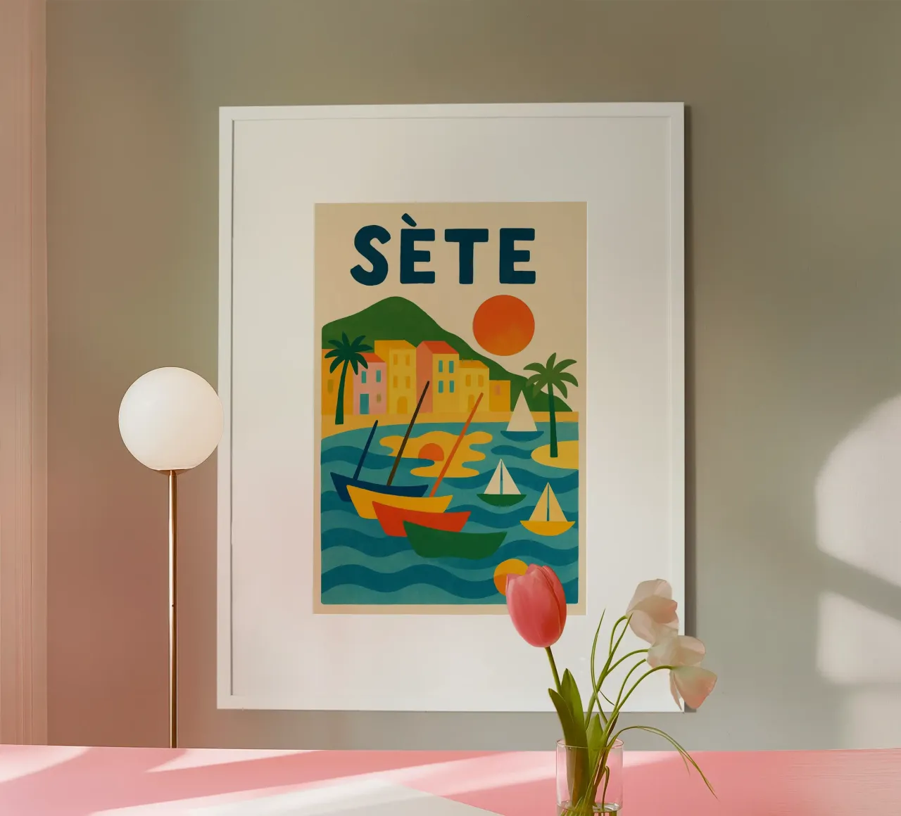 Poster d'epoca Sète - porto colorato e fascino mediterraneo poster con telaio in plastica da JETLAG | affiches voyage