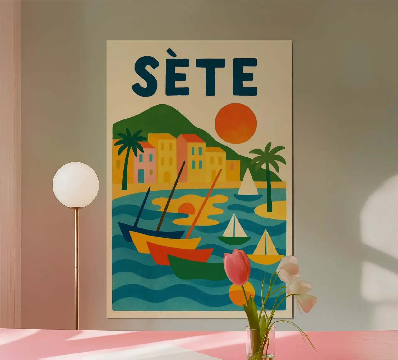 Poster d'epoca Sète - porto colorato e fascino mediterraneo poster con telaio in plastica da JETLAG | affiches voyage