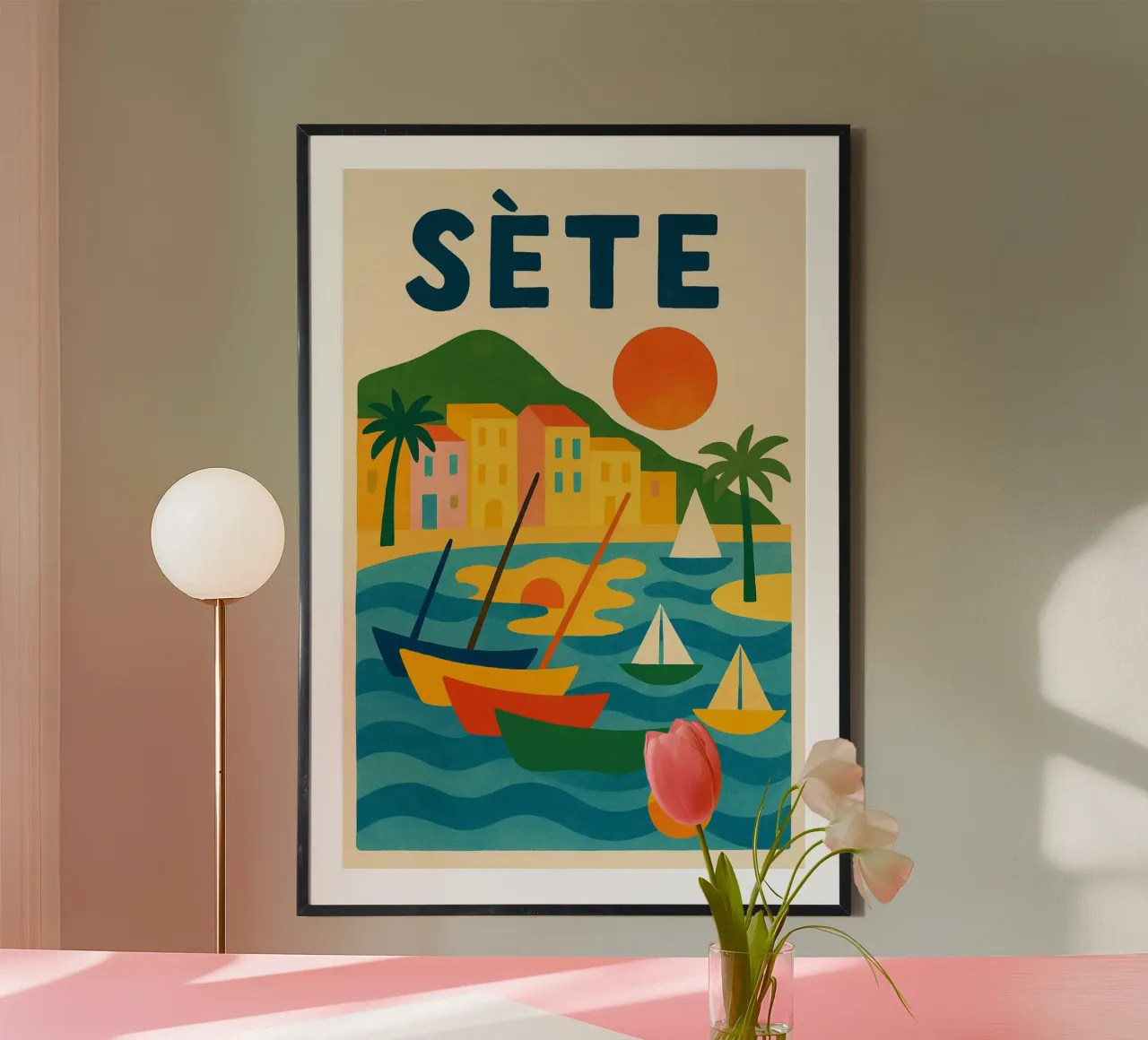 Poster d'epoca Sète - porto colorato e fascino mediterraneo poster con telaio in plastica da JETLAG | affiches voyage