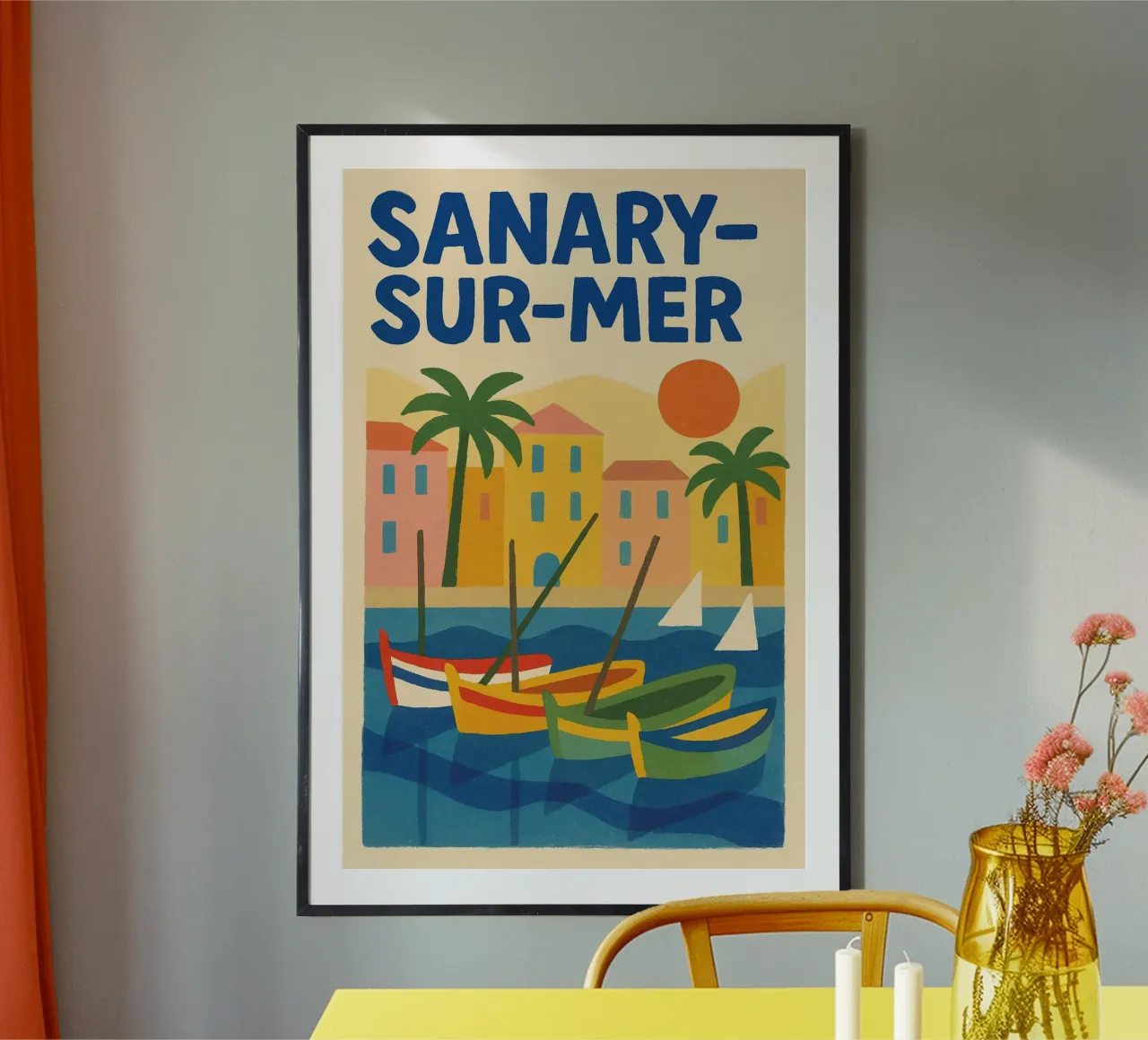 Poster d'epoca Sanary-sur-Mer poster con telaio in plastica da JETLAG | affiches voyage